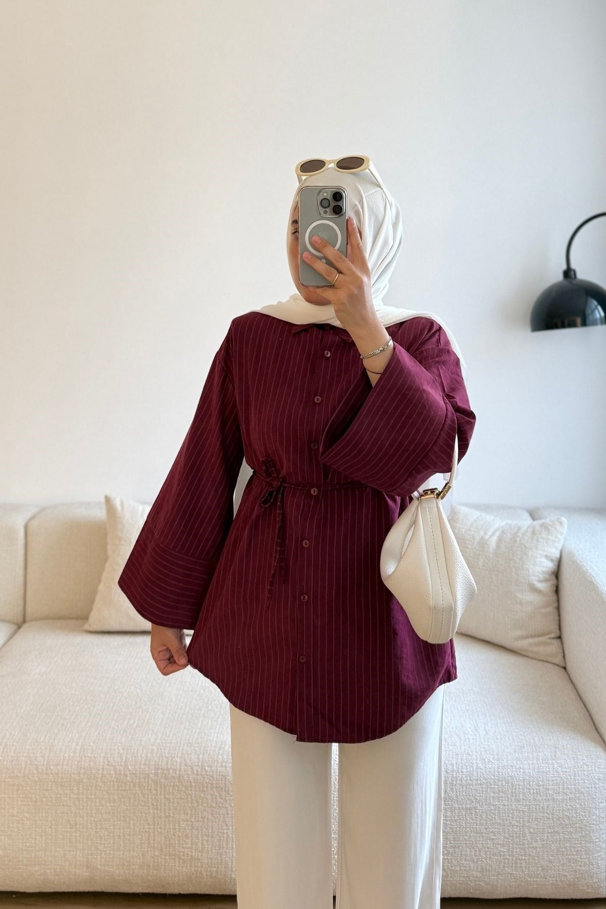 5134 BORDO SATEN DOKULU GÖMLEK