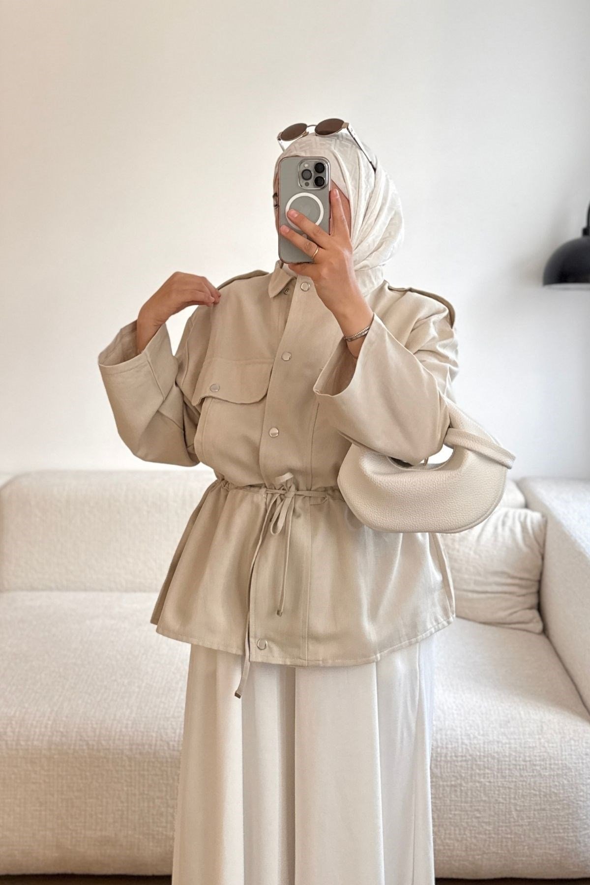 62603 BEJ ÇITÇITLI BAĞCIKLI CEKET