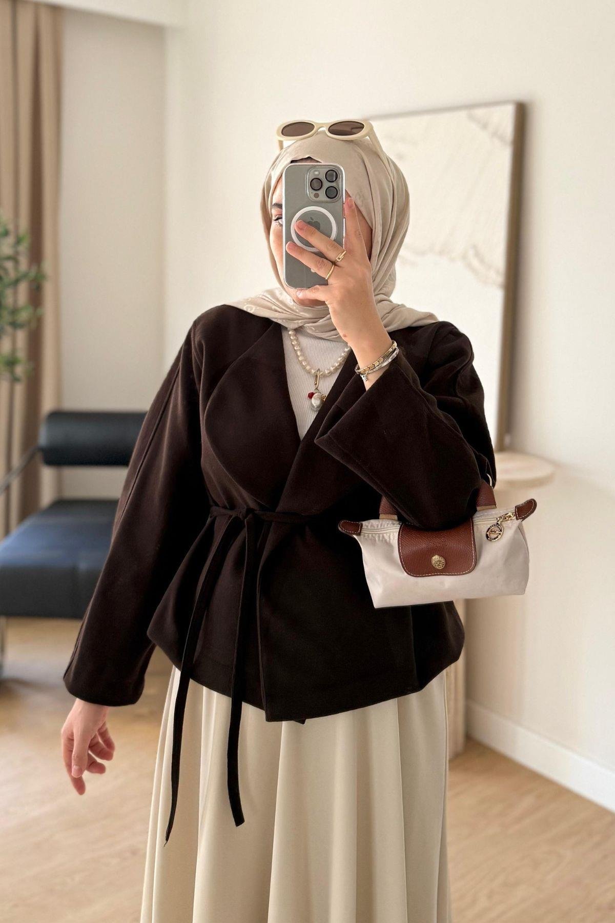 ACI KAHVE KUŞAKLI KAŞE KABAN