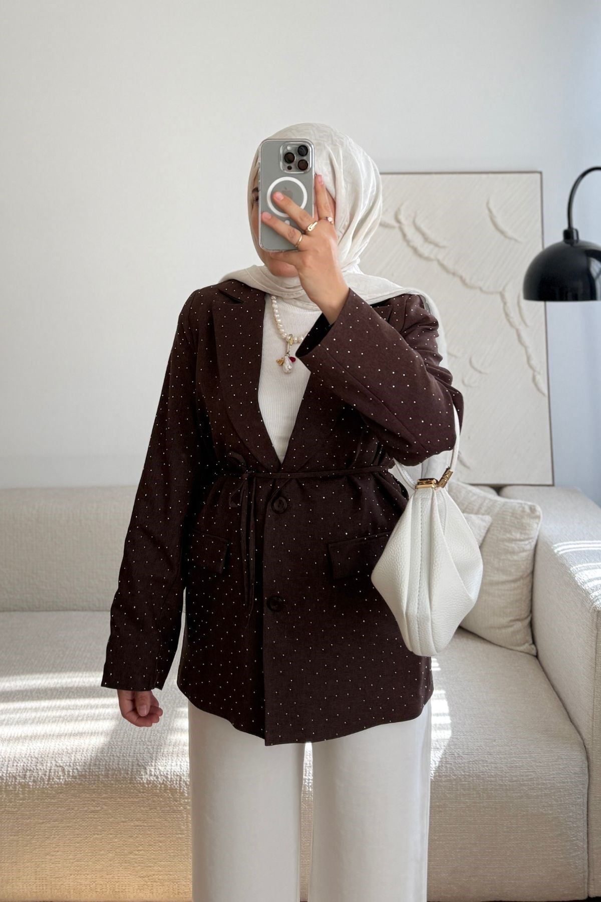 ACI KAHVE TAŞLI BLAZER CEKET