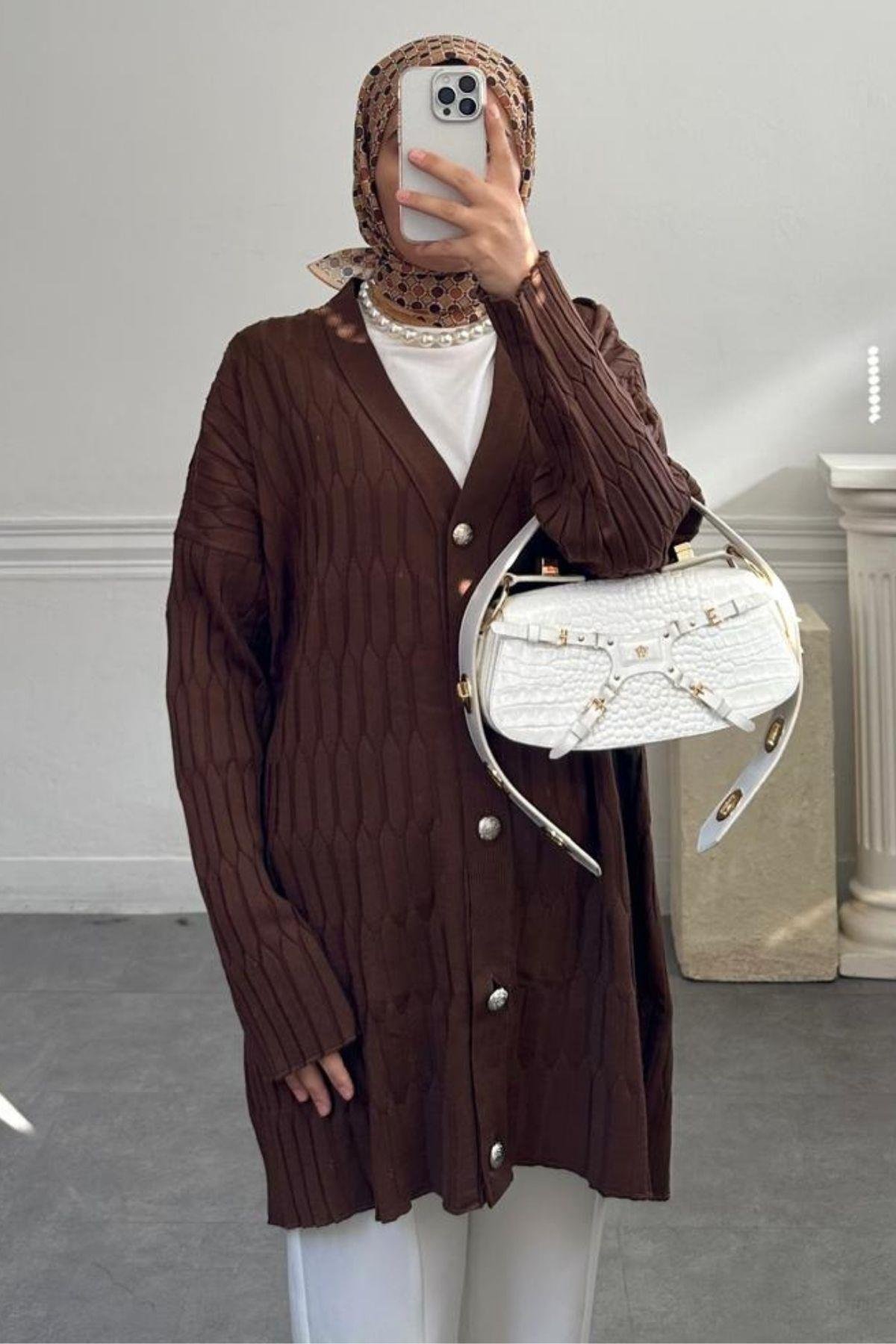 BAKLAVA DESENLİ ACI KAHVE HIRKA