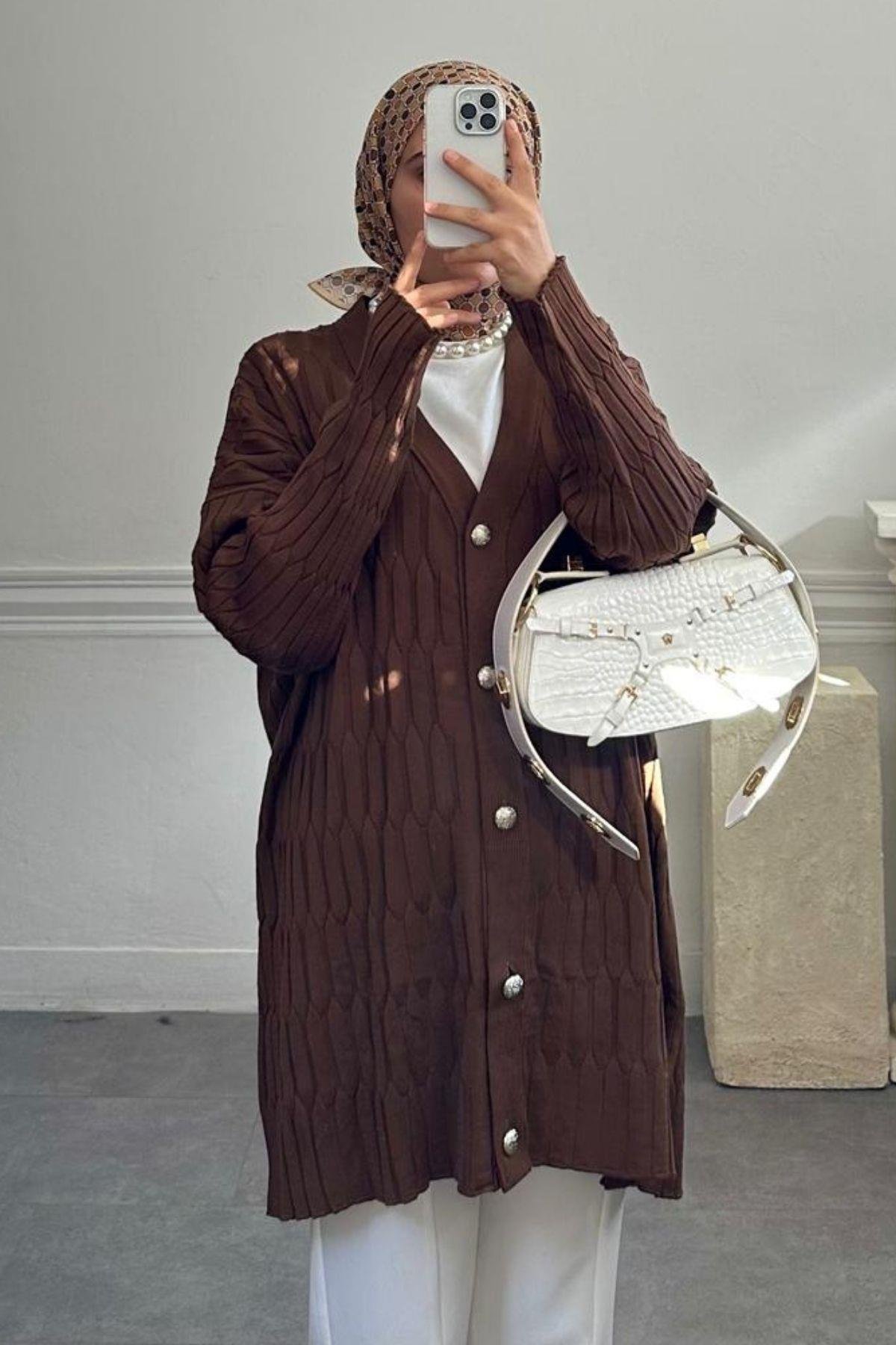 BAKLAVA DESENLİ ACI KAHVE HIRKA