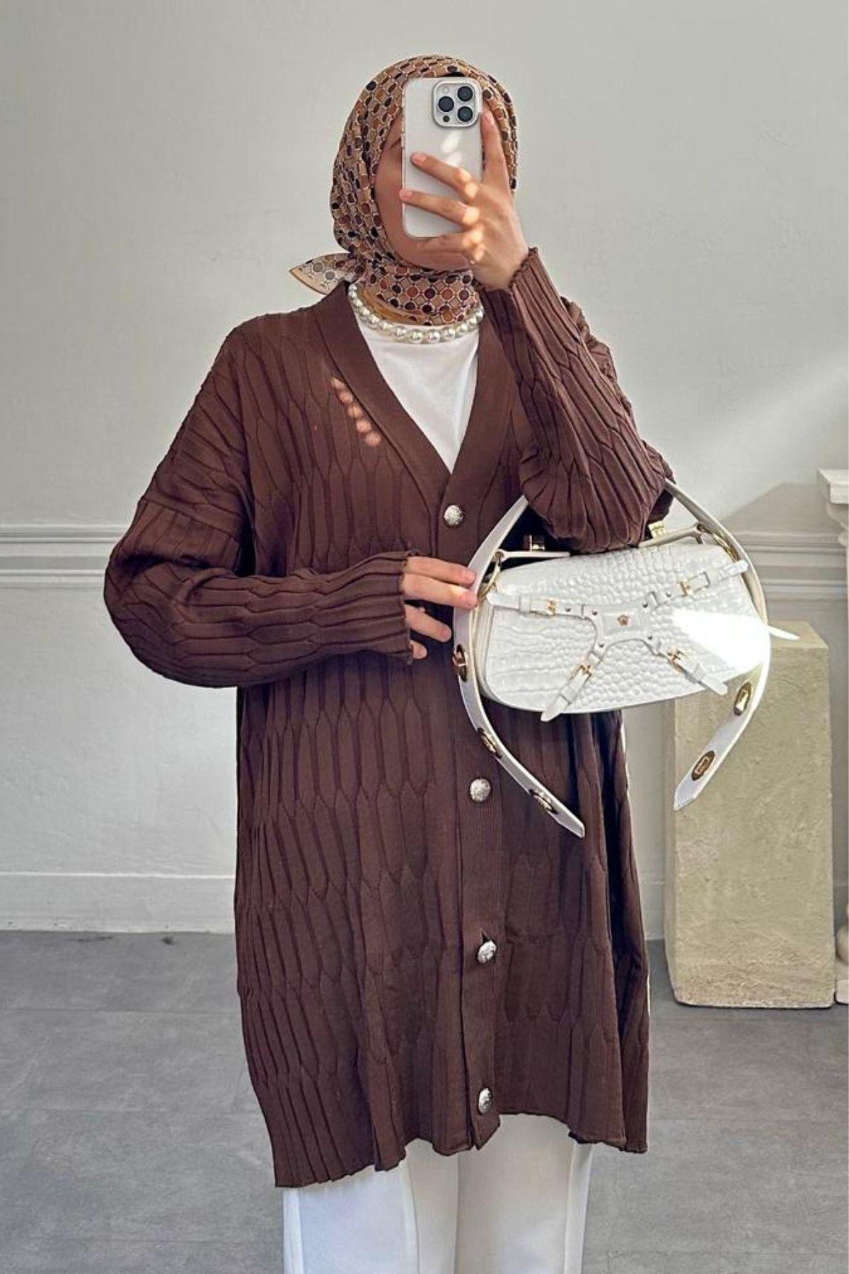 BAKLAVA DESENLİ ACI KAHVE HIRKA