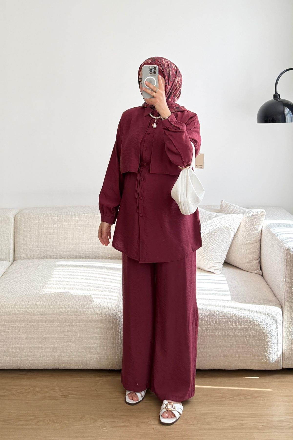 BORDO ALLERLİ PANT TAKIM