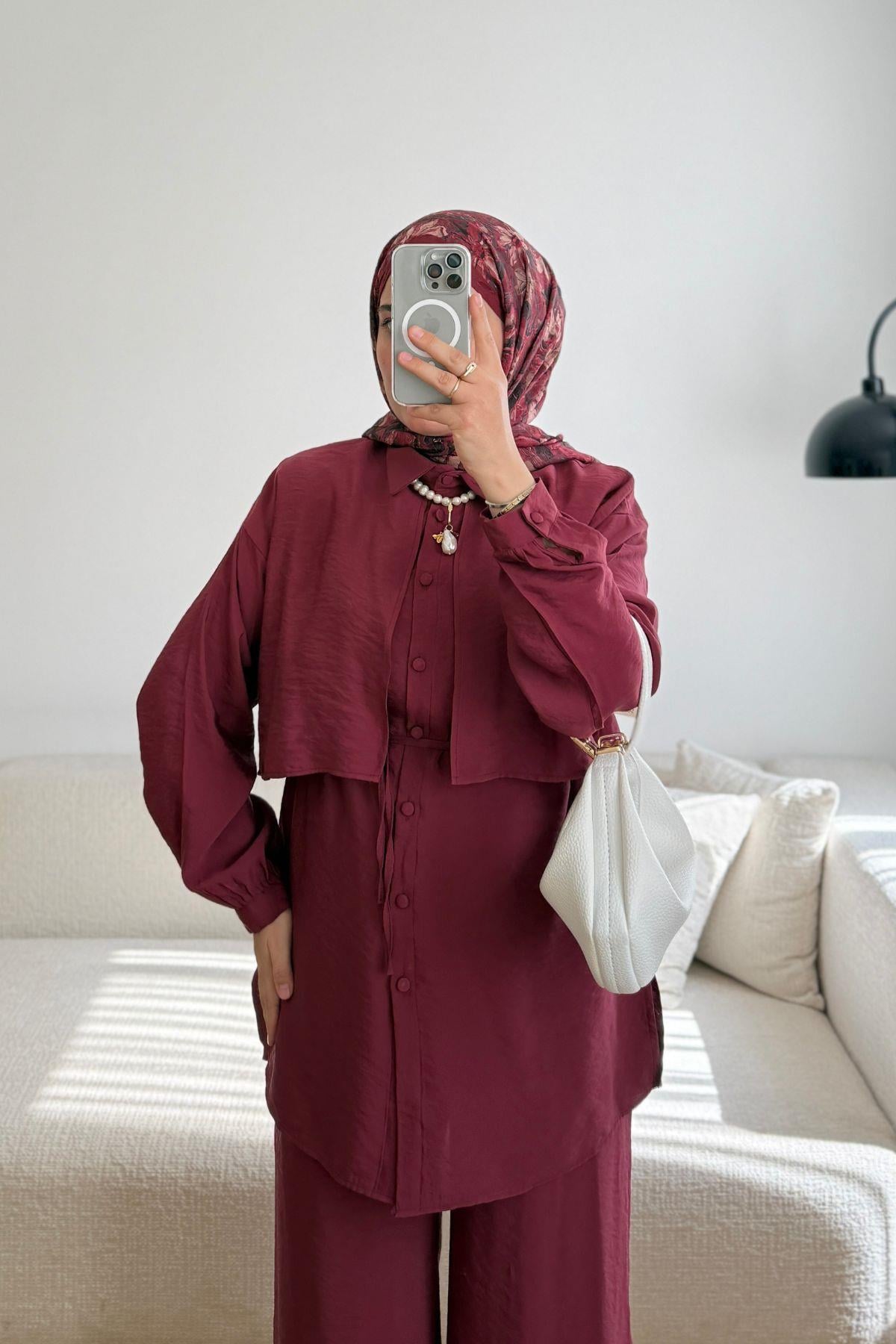 BORDO ALLERLİ PANT TAKIM