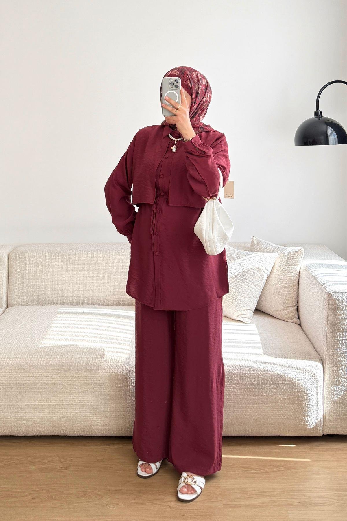 BORDO ALLERLİ PANT TAKIM