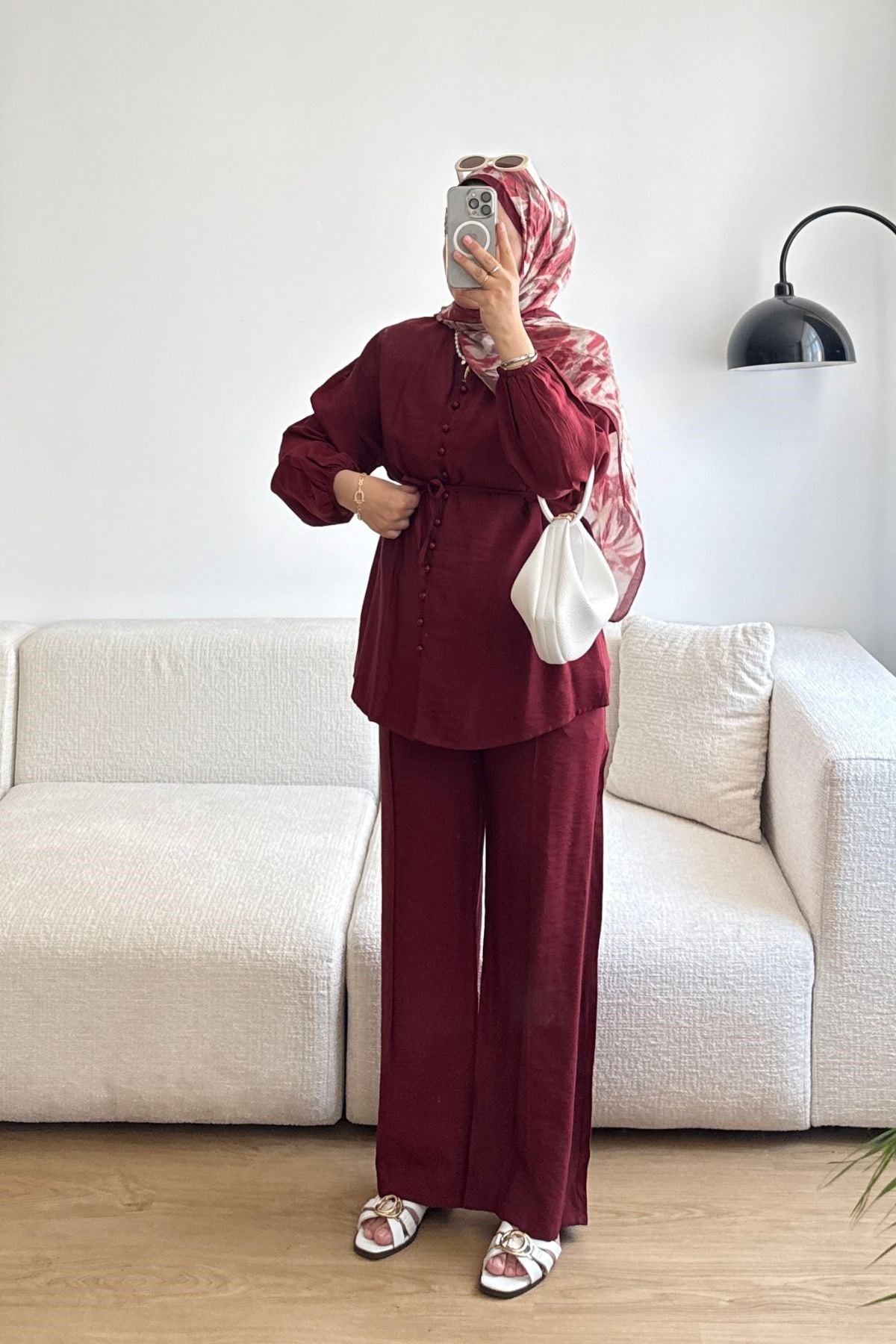 BORDO CHERRY BRİTLİ PANT TAKIM