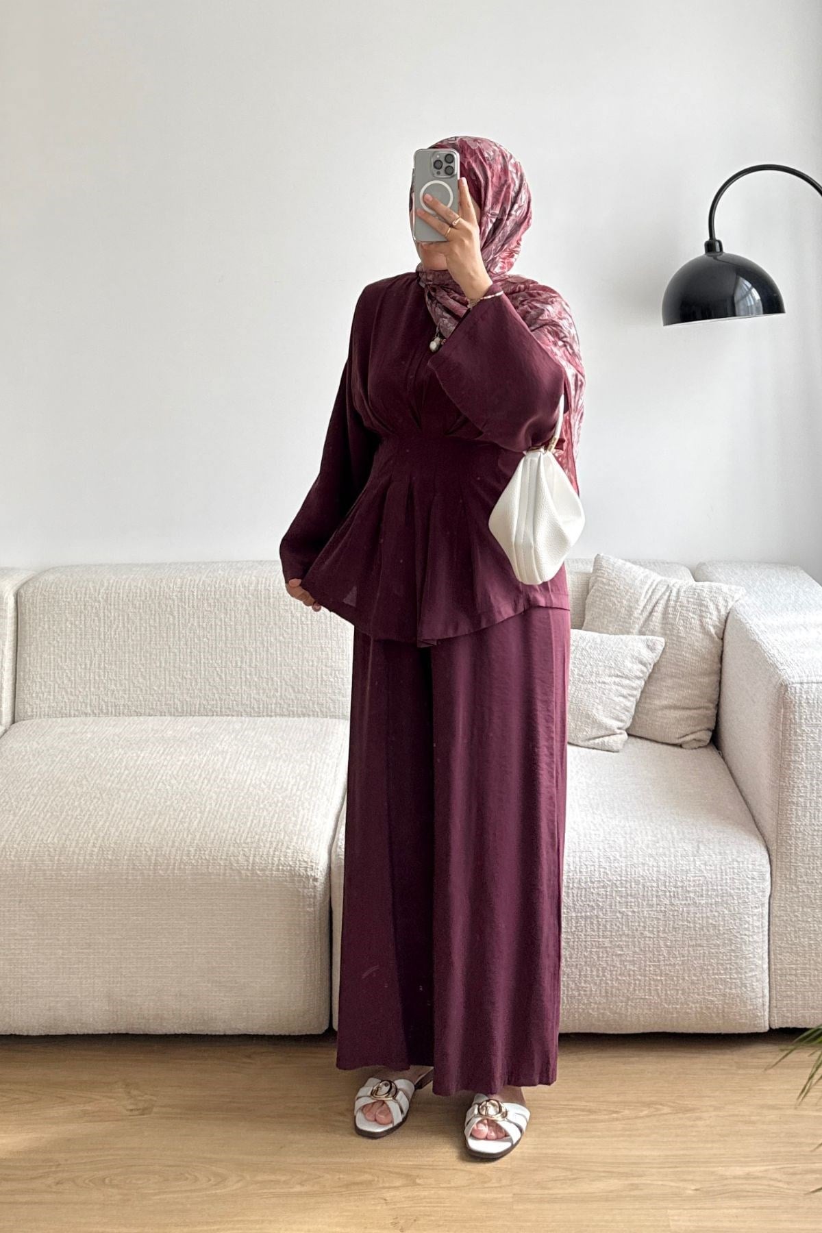 BORDO MİRA PENSLİ PANTOLONLU TAKIM