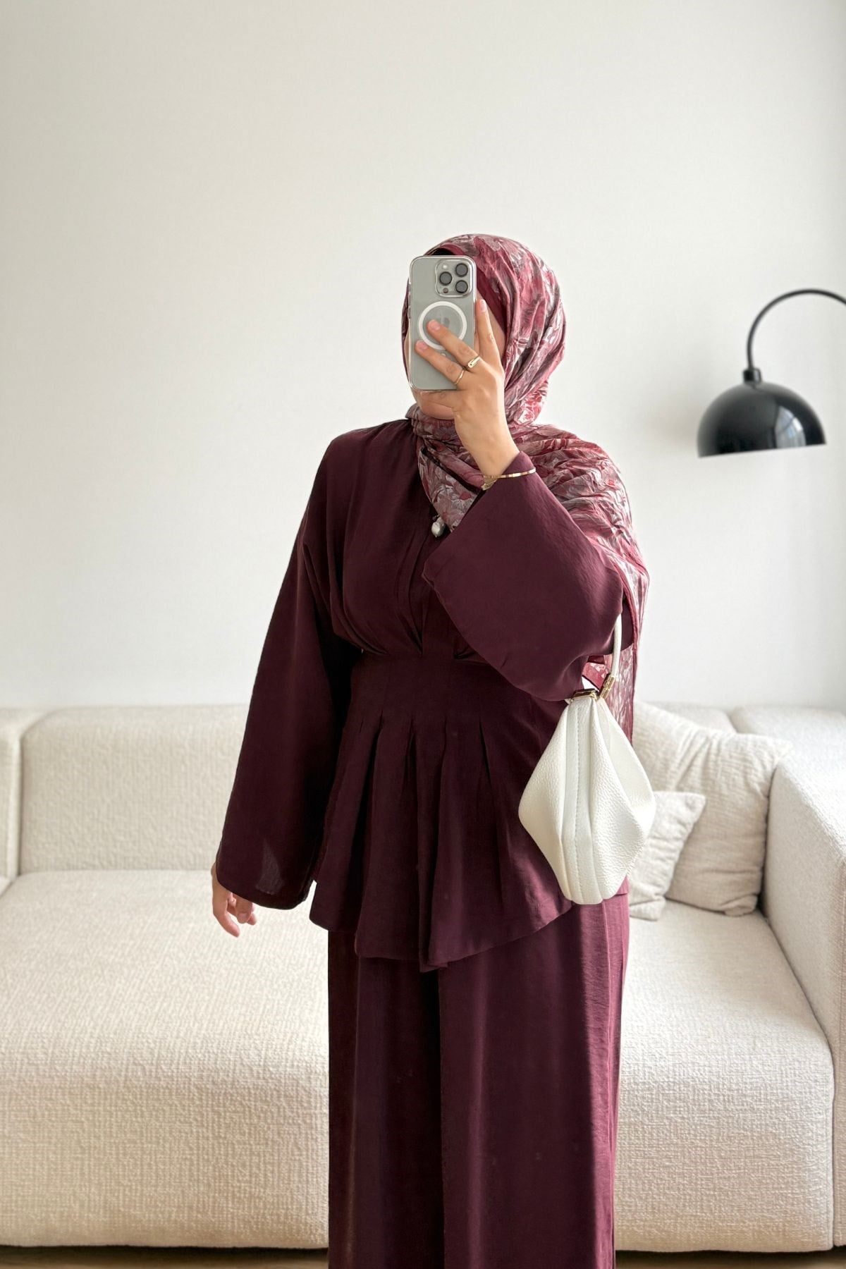 BORDO MİRA PENSLİ PANTOLONLU TAKIM