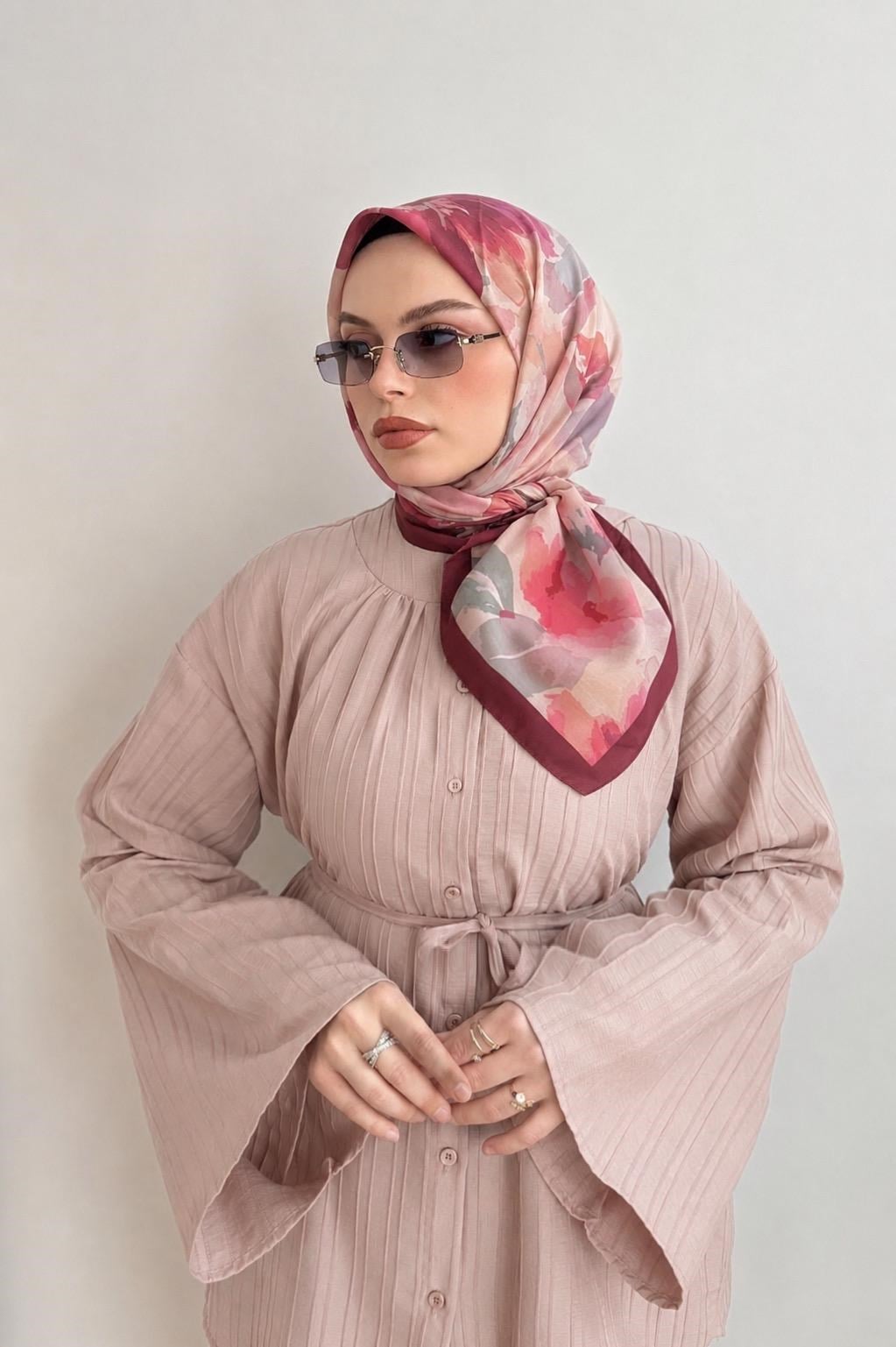BORDO ORTASI KREM PASTEL TONLAR EŞARP