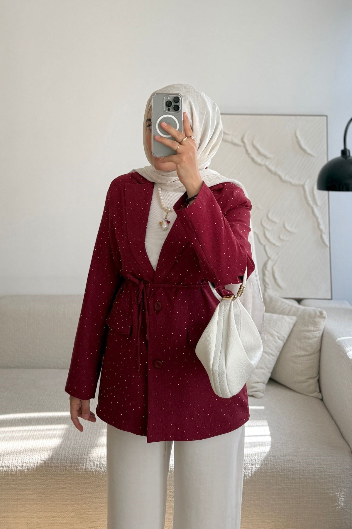 BORDO TAŞLI BLAZER CEKET