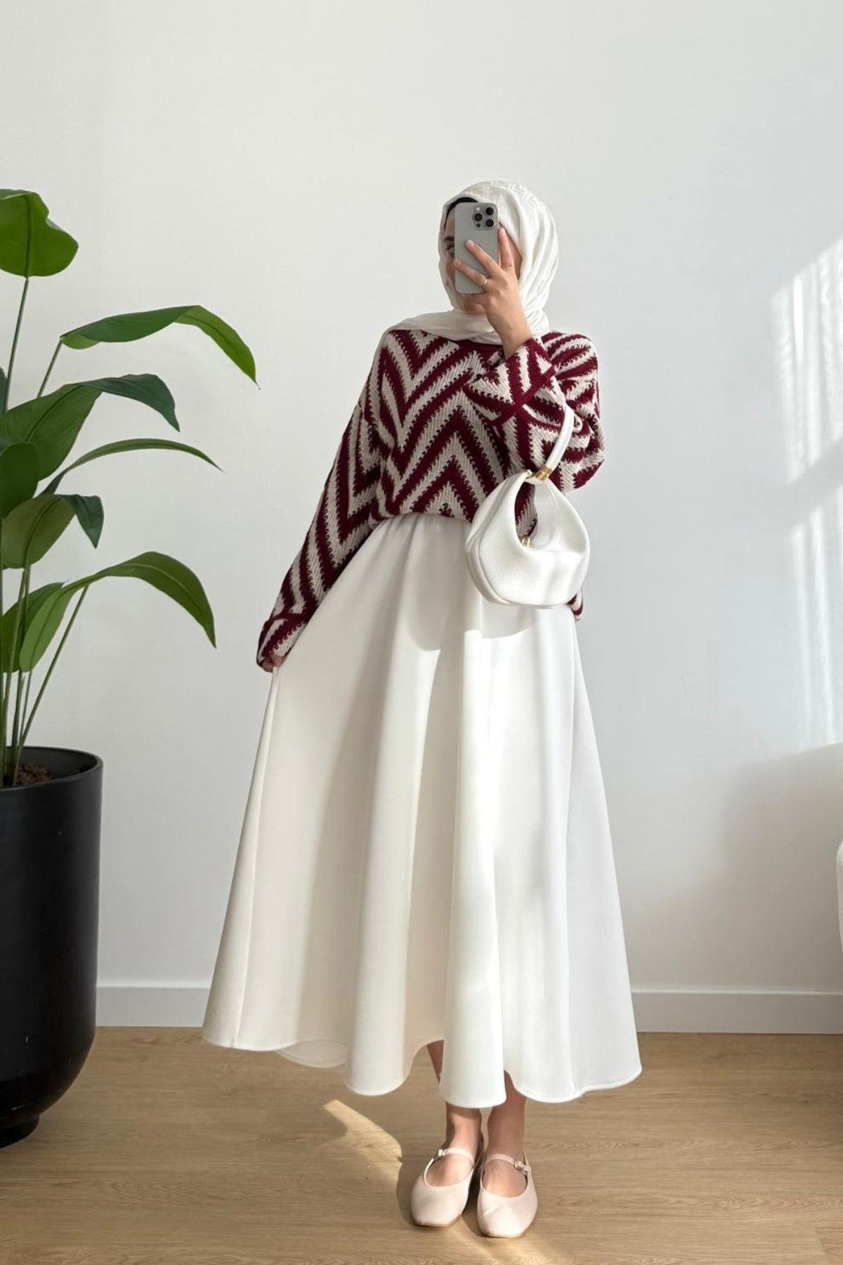 BORDO ZİKZAKLI TRİKO KAZAK