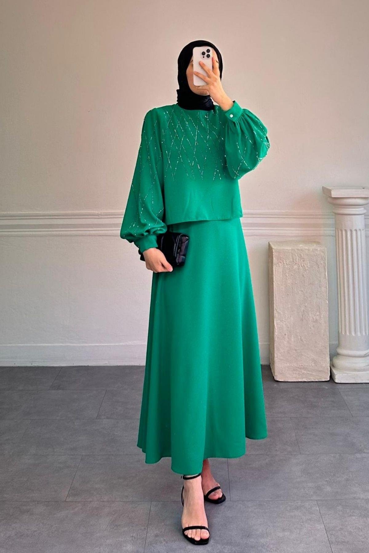 ELİTE BENETTON YEŞİL IŞILTILI TAKIM