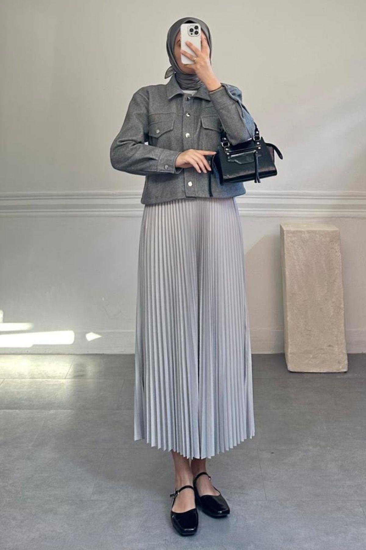 GRİ KISA KAŞE CEKET