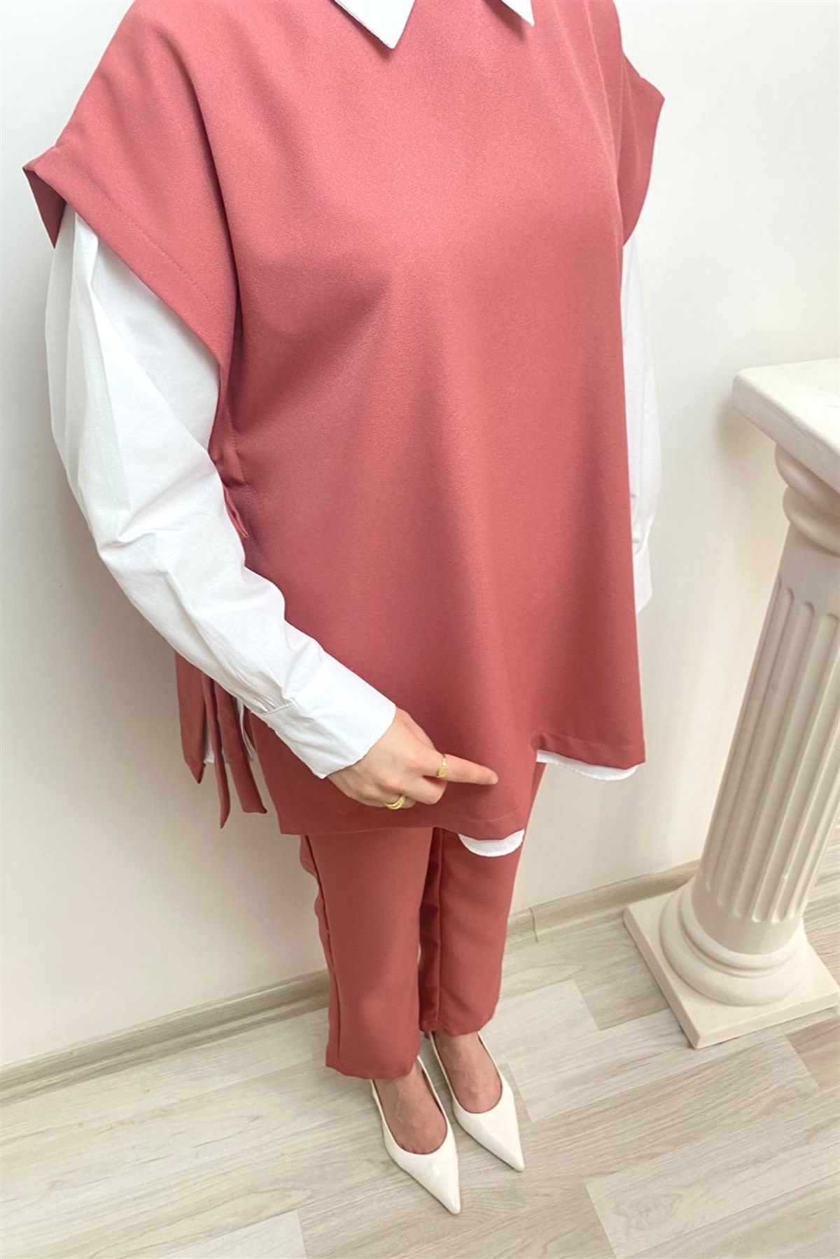GÜL KURUSU SÜVETERLİ KREP TAKIM