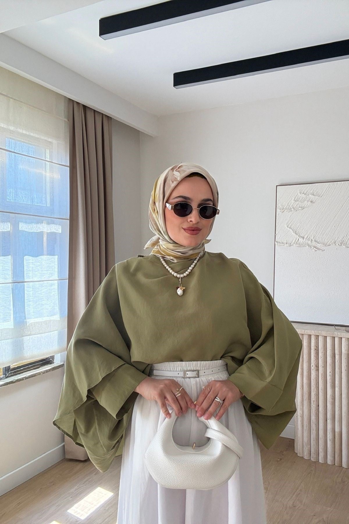 HAKİ BETTY TENSEL ŞALLI BLUZ