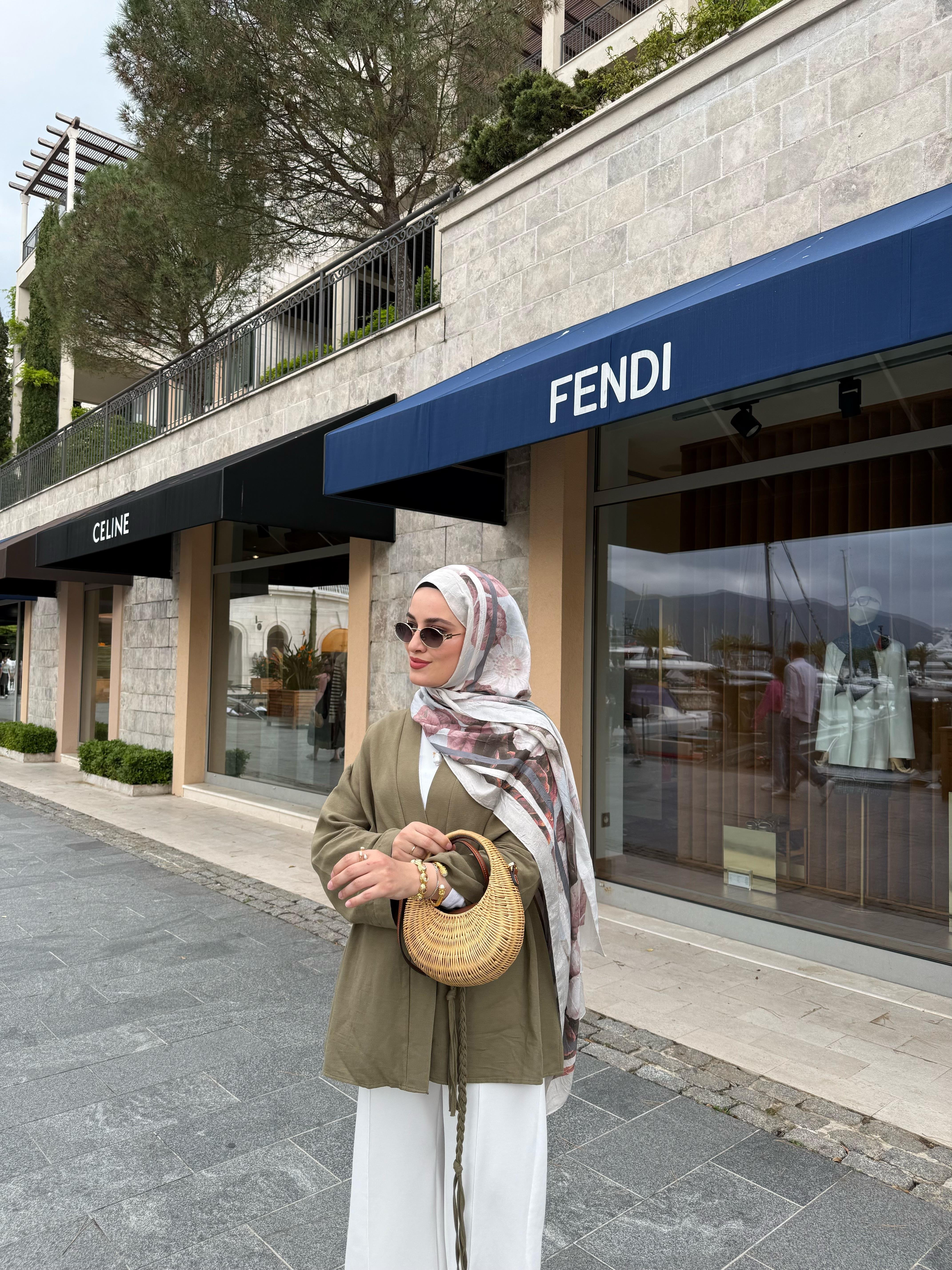 HAKİ ÖRGÜ KEMERLİ KİMONA