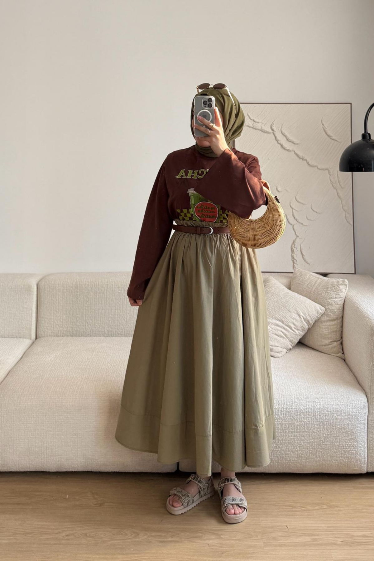KAHVE MATCHA UZUN KOLLU TSHİRT