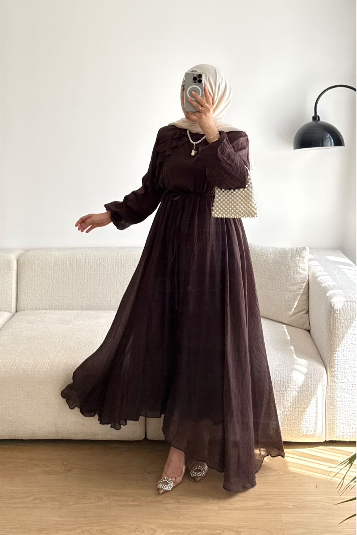 KAHVE MATMAZEL ŞİFON ELBİSE