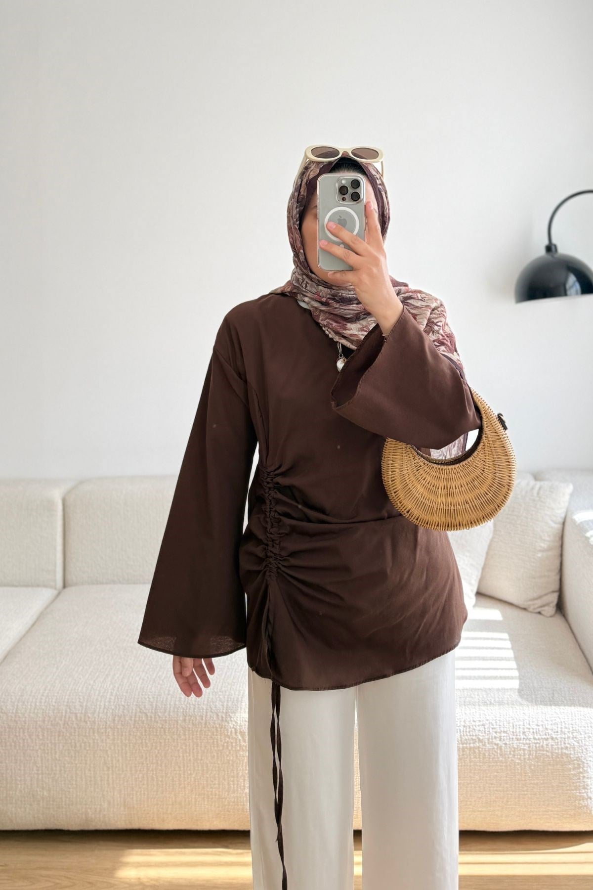 KAHVE MERY YANI BÜZGÜLÜ TUNİK