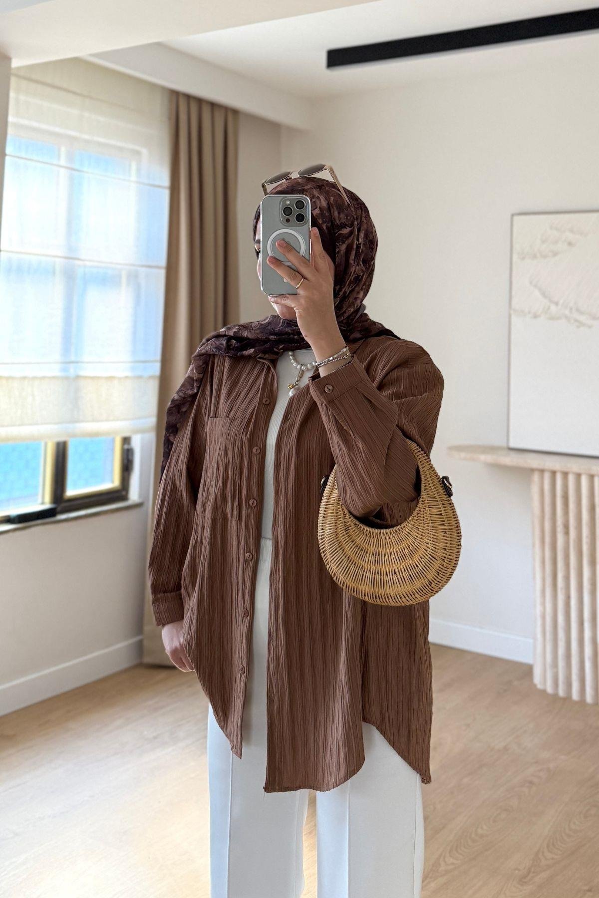 KİREMİT LUNA TEK CEP BASİC GÖMLEK