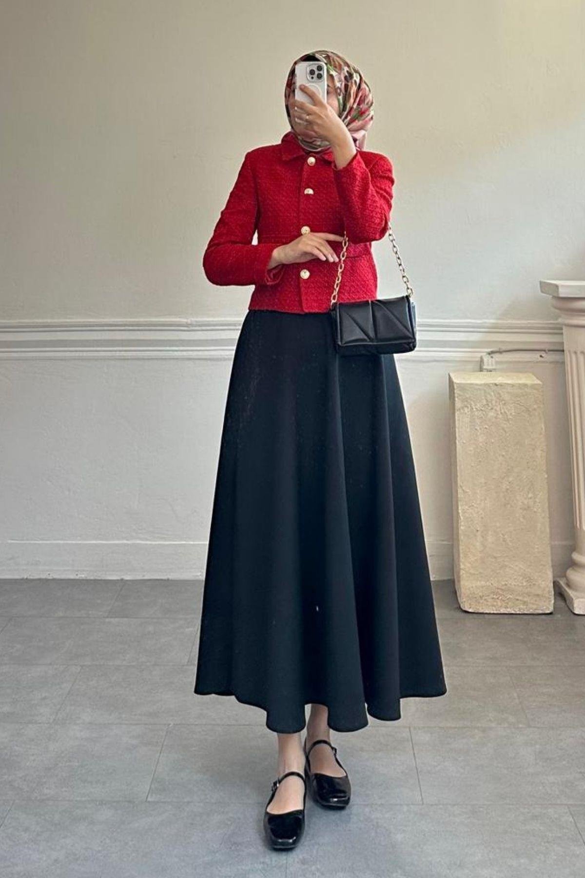 KIRMIZI GOLD DÜĞMELİ TUVİT CEKET