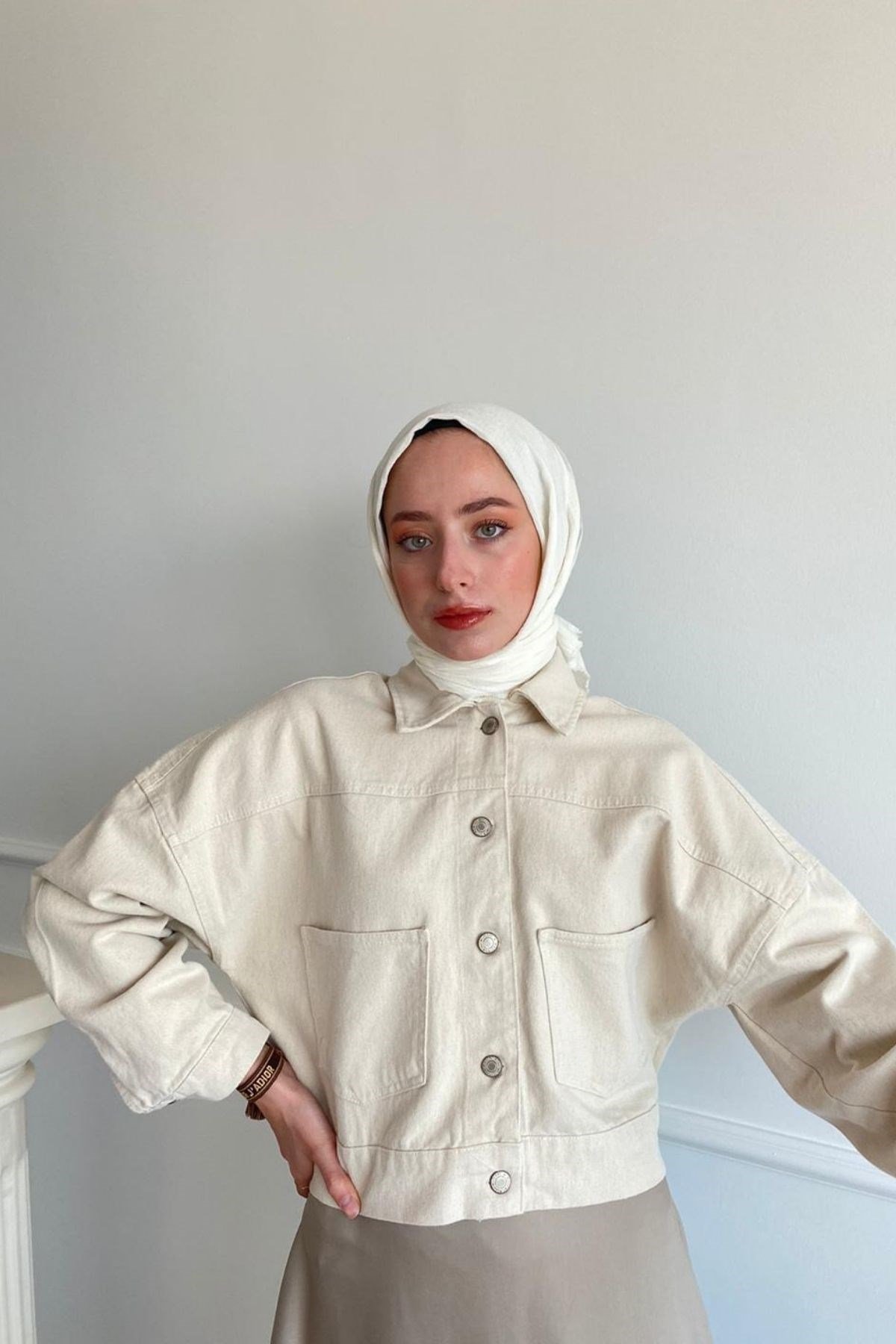 KISA NUDE DENİM CEKET