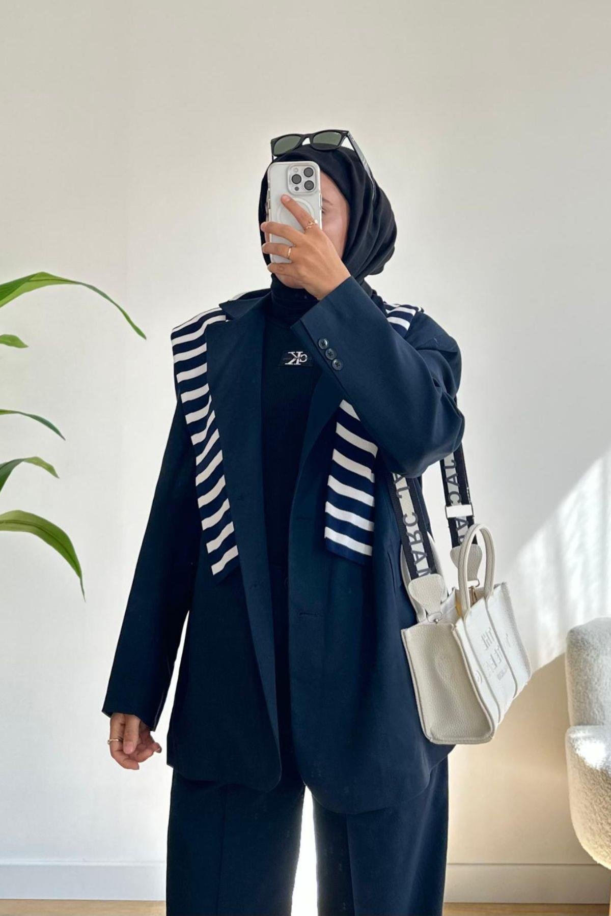 LACİVERT BLAZER OVERSİZE CEKET 