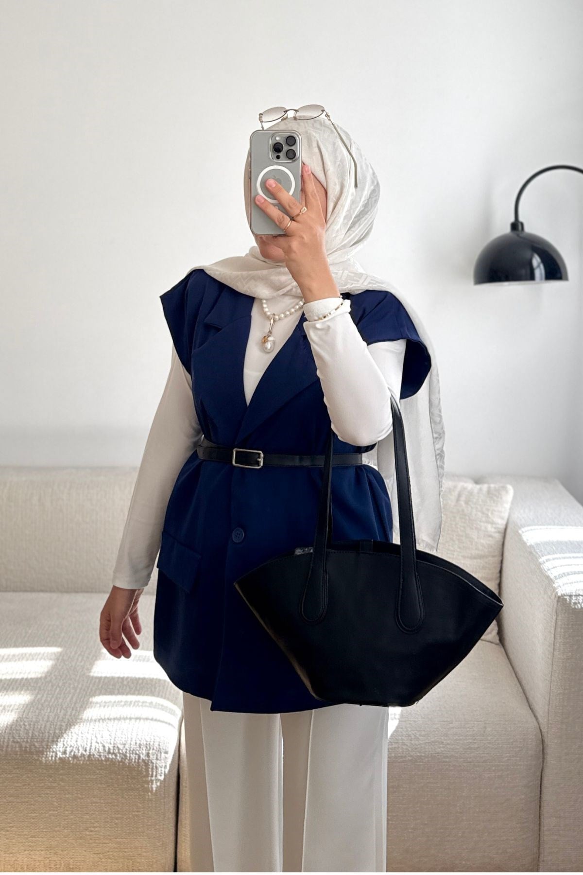 LACİVERT GLOD KEMERLİ YELEK