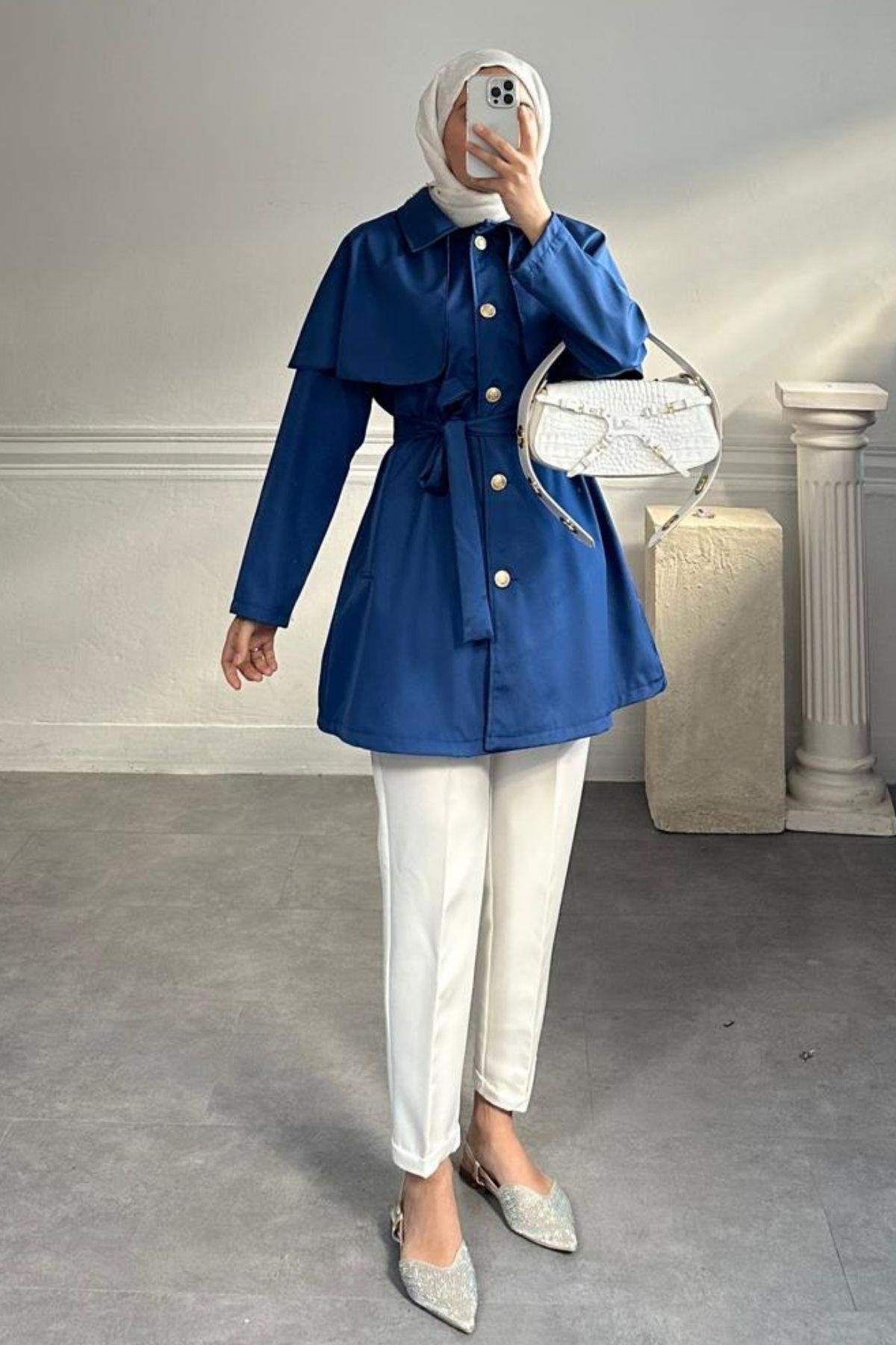 LACİVERT PELERİN CEKET