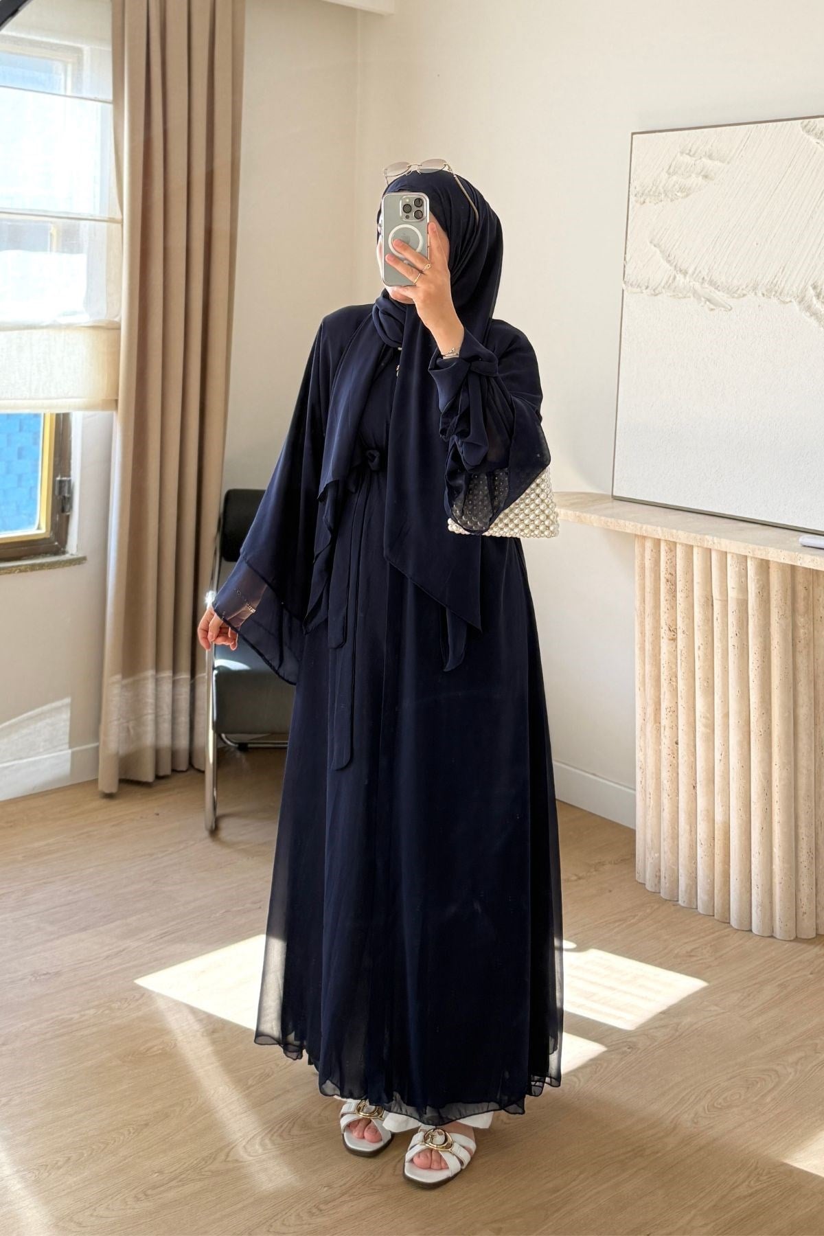 LACİVERT ŞİFON ABAYA