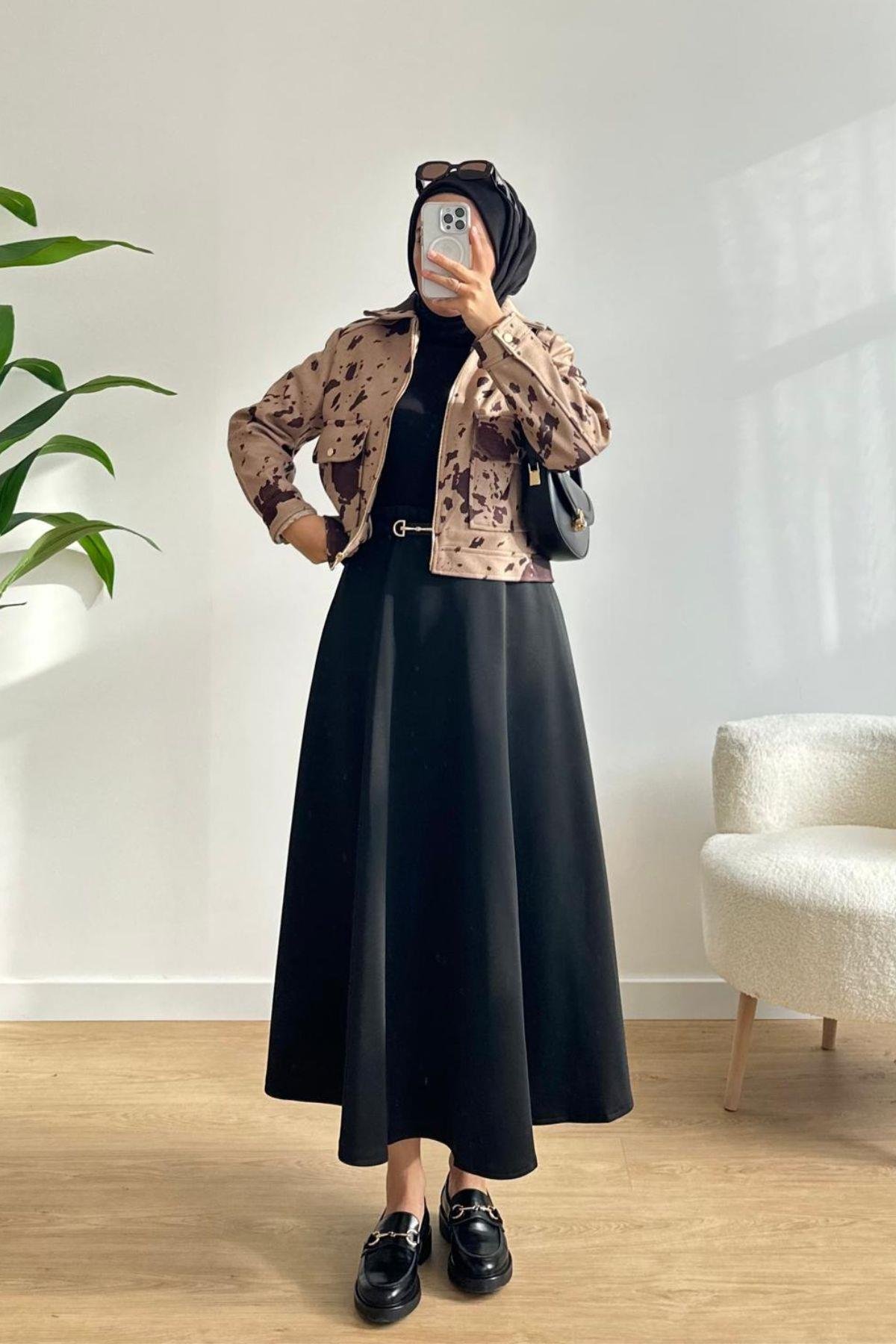 LEOPAR DESENLİ SÜET FERMUARLI CEKET