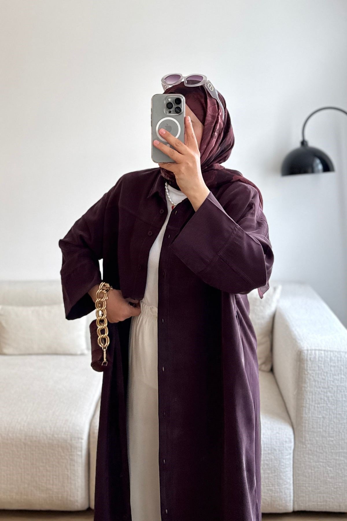 MÜRDÜM BOYDAN DÜĞME DETAYLIELBİSE