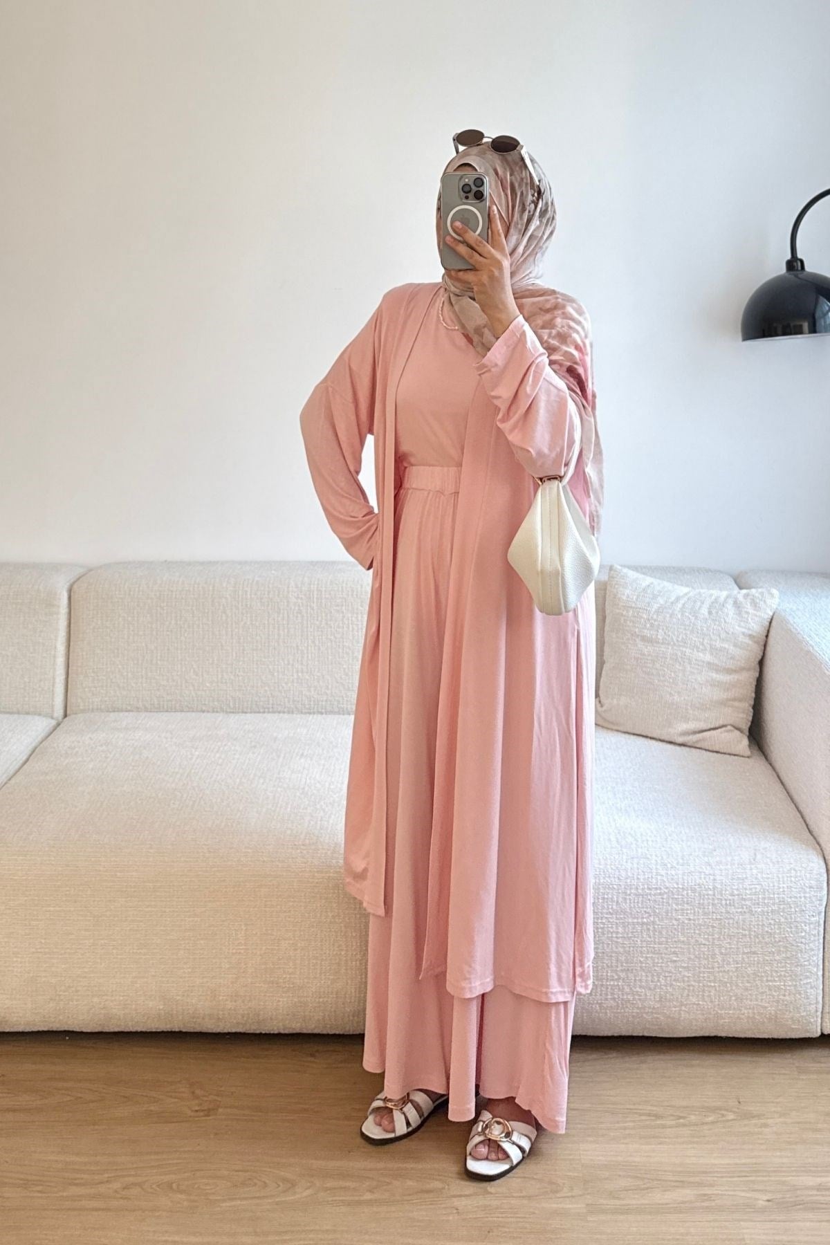 PEMBE 3'LÜ KİMONOLU TAKIM 