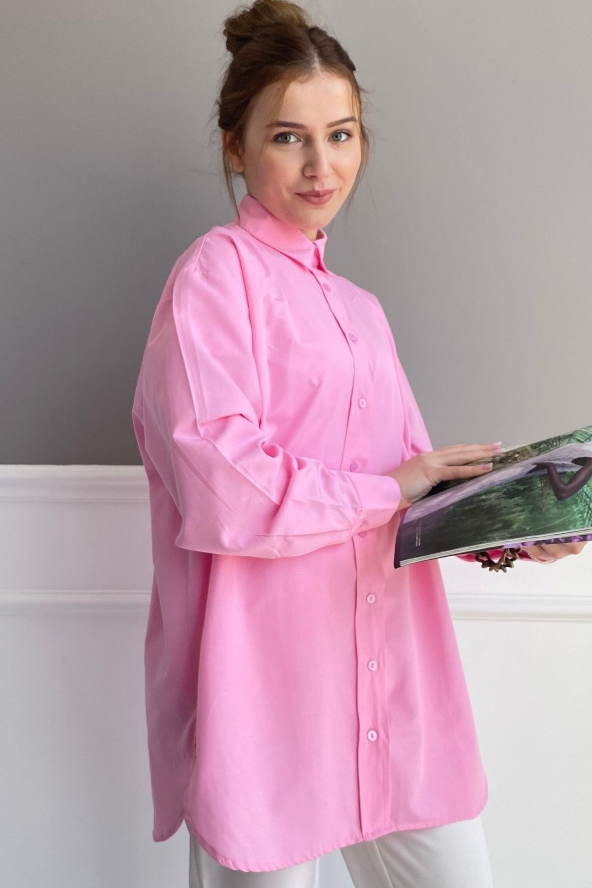 PEMBE BASİC GÖMLEK