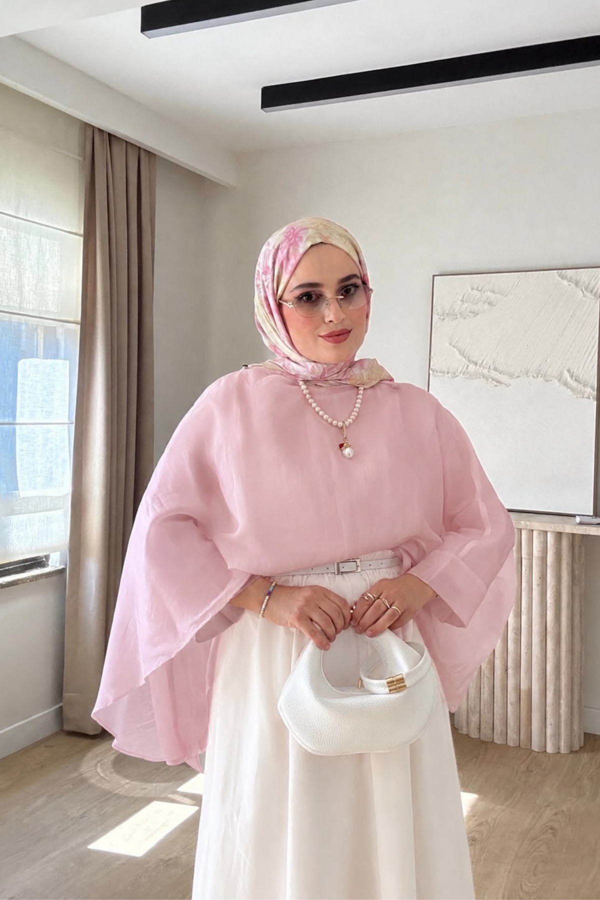 PEMBE BETTY TENSEL ŞALLI BLUZ