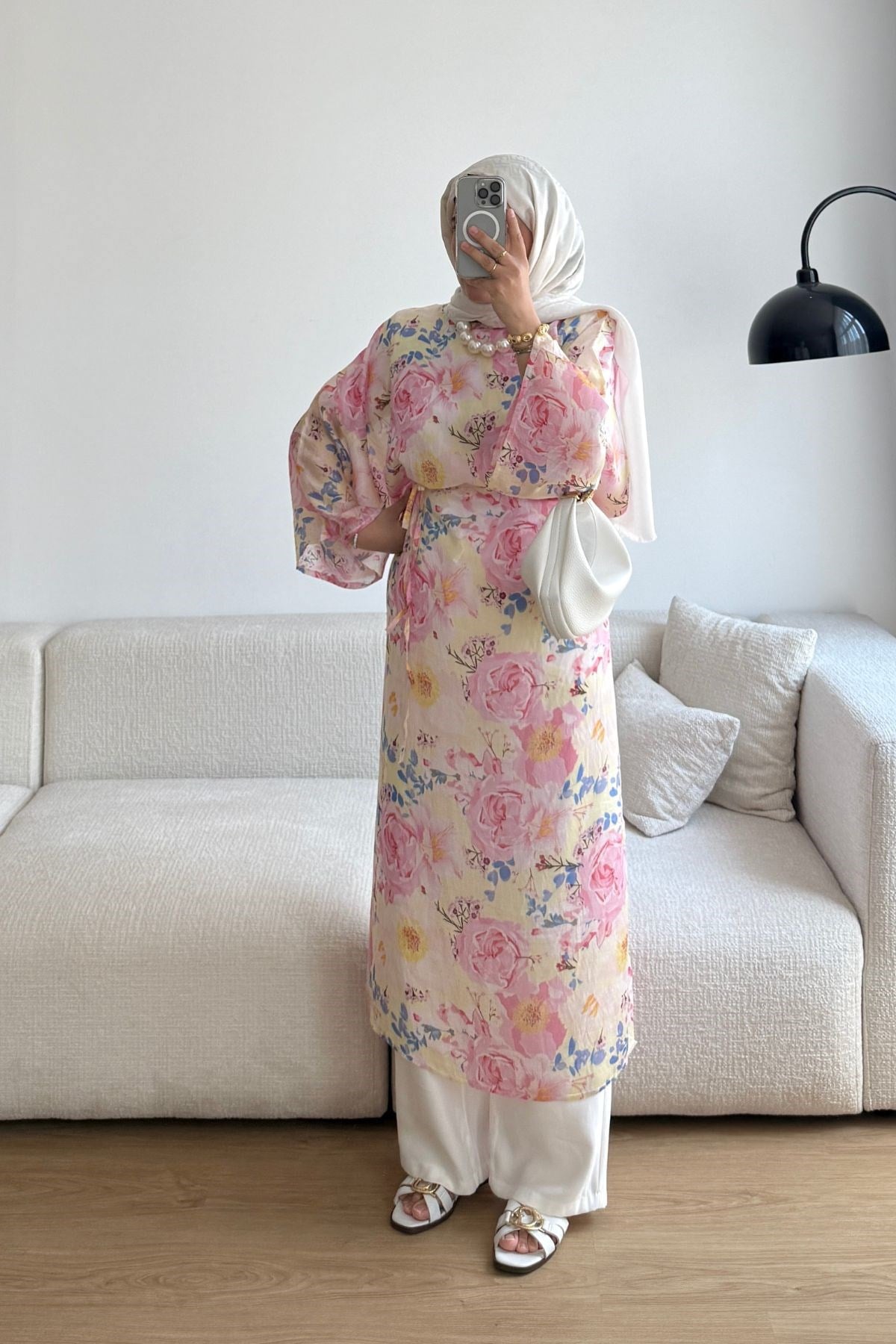 PEMBE ÇİÇEKLİ PAREO GÖMLEK