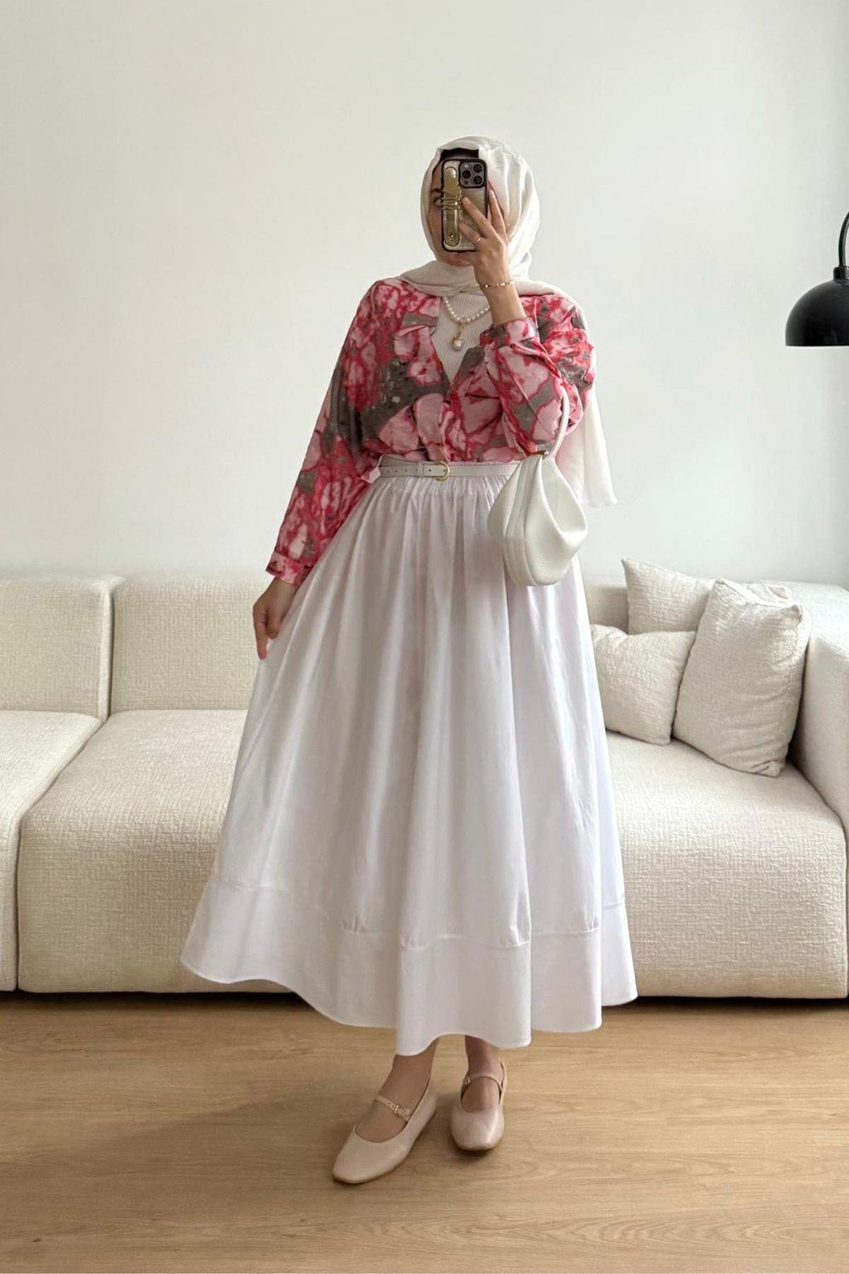 PEMBE MANGO DESENLİ GÖMLEK