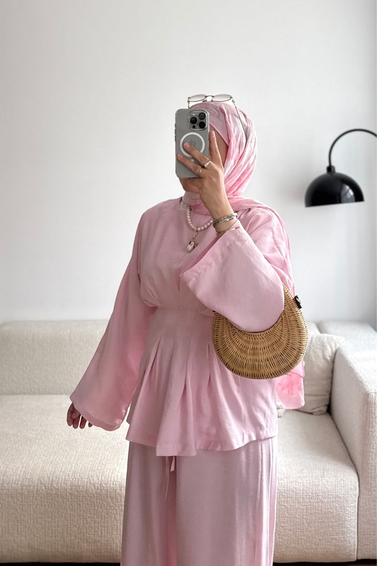 PEMBE MİRA PENSLİ PANTOLONLU TAKIM