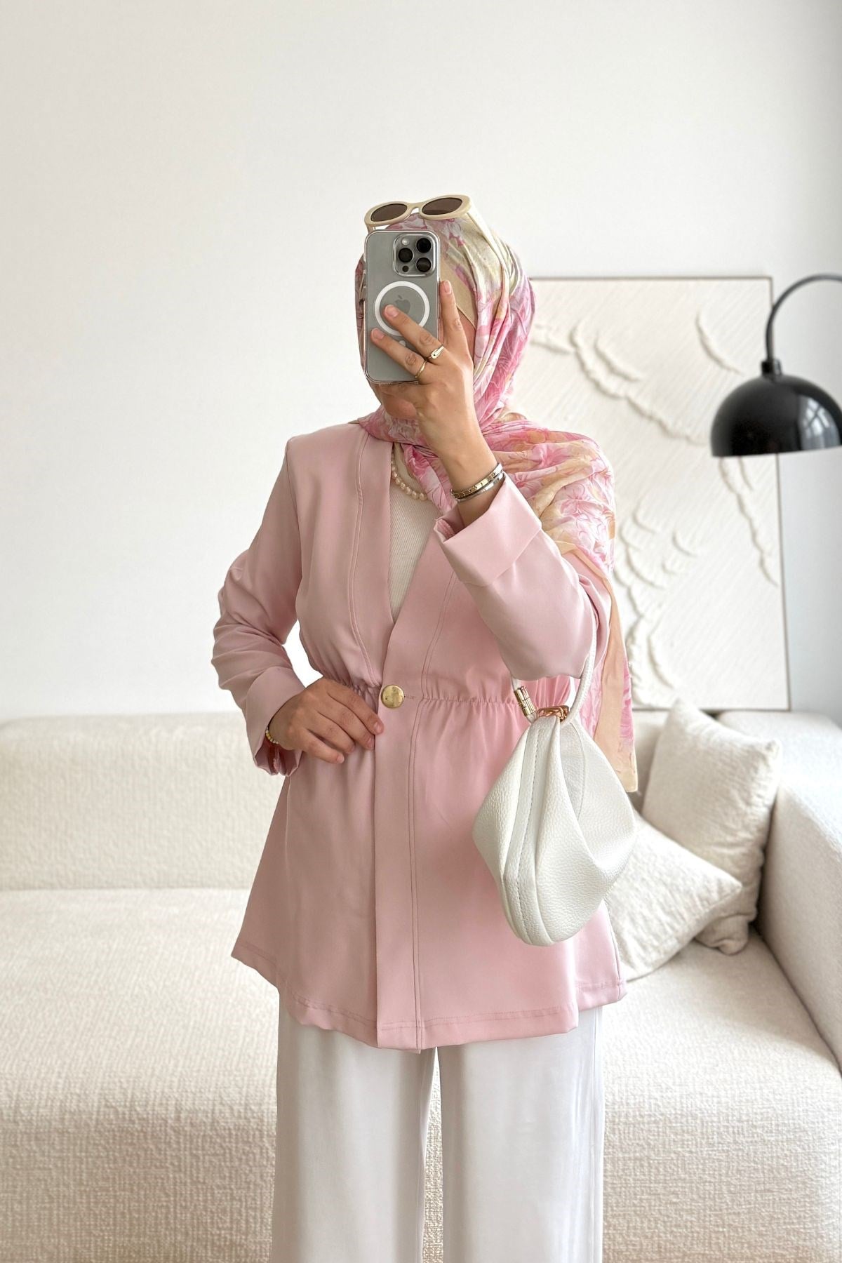 PEMBE TEK GOLD DÜĞMELİ CEKET