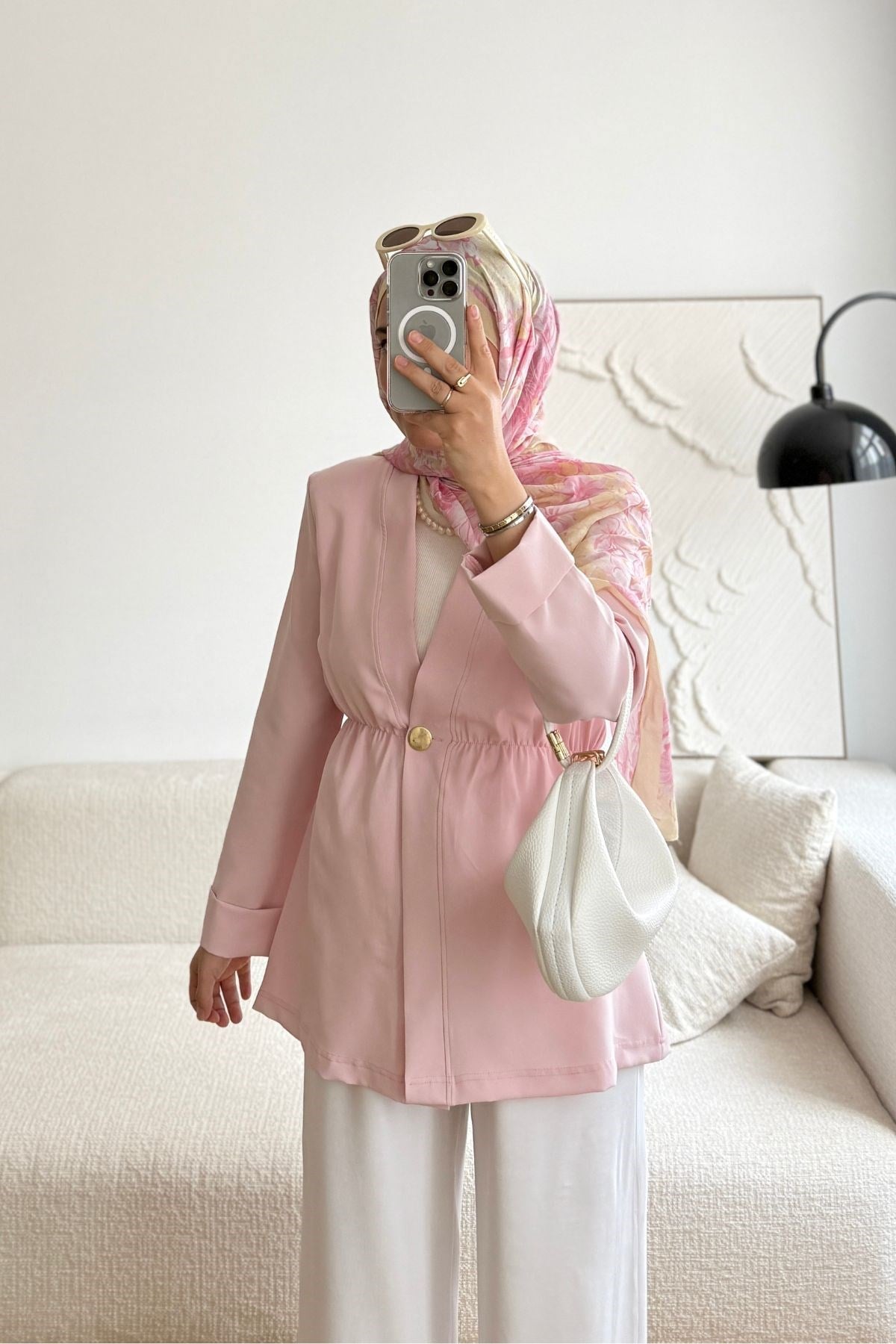 PEMBE TEK GOLD DÜĞMELİ CEKET