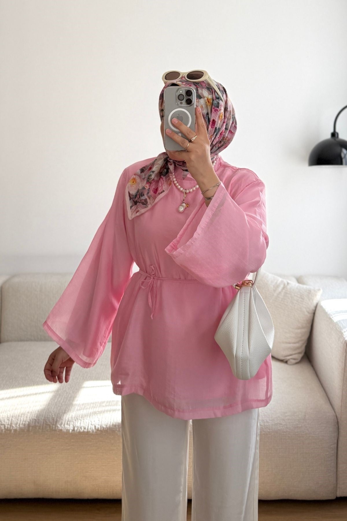 PEMBE TENSEL FORTİES ASTARLI TUNİK