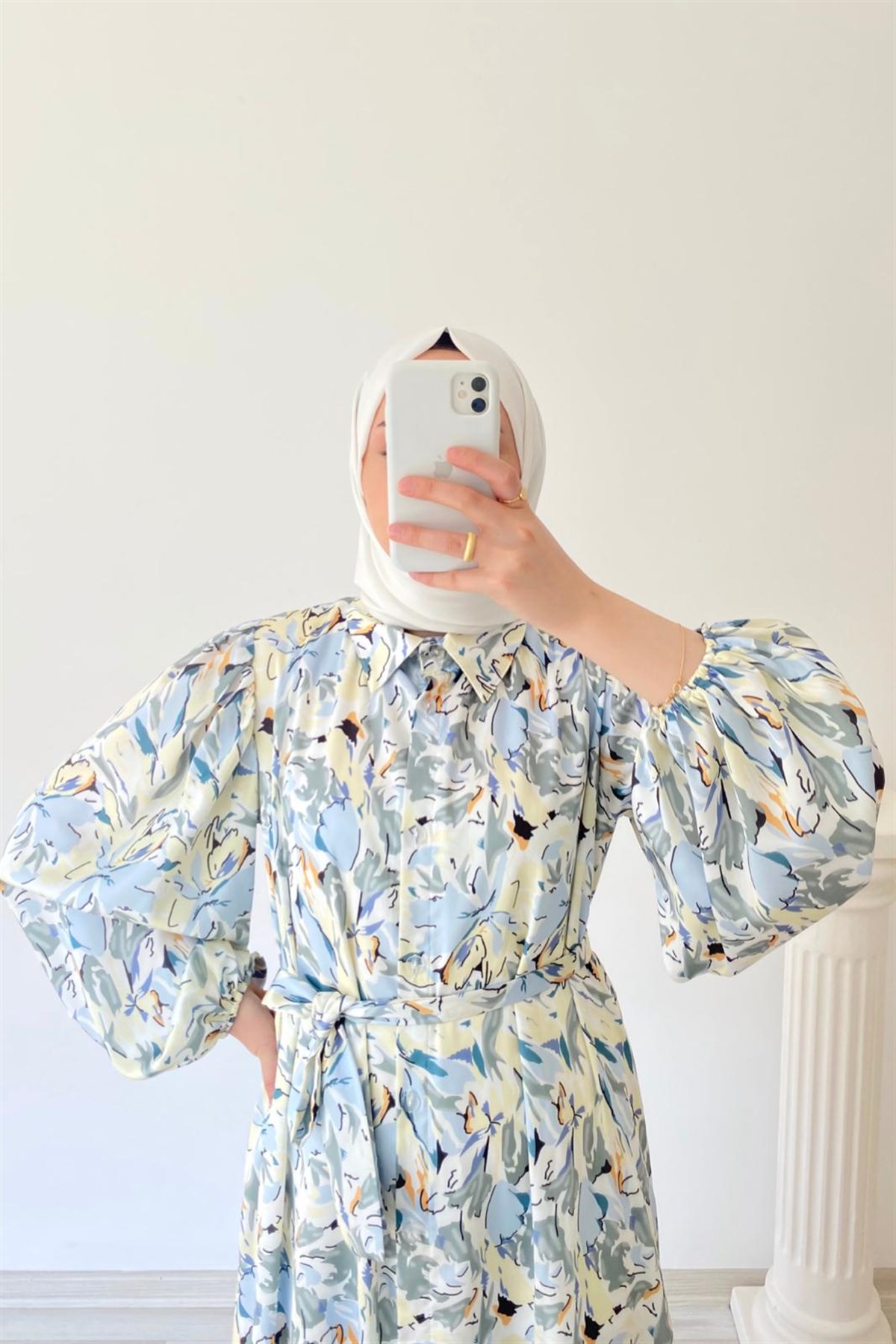 SARI ÇİÇEKLİ ELBİSE