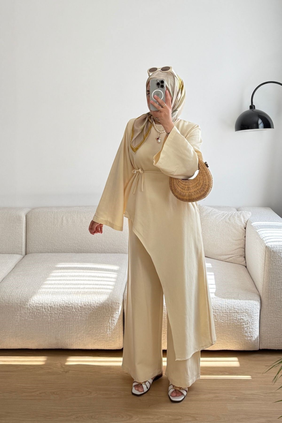 SARI NERA YIRTMAÇLI PANT TAKIM