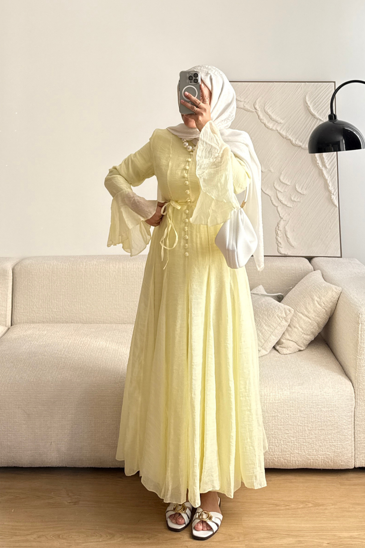 SARI PRENSES ŞİFON ELBİSE