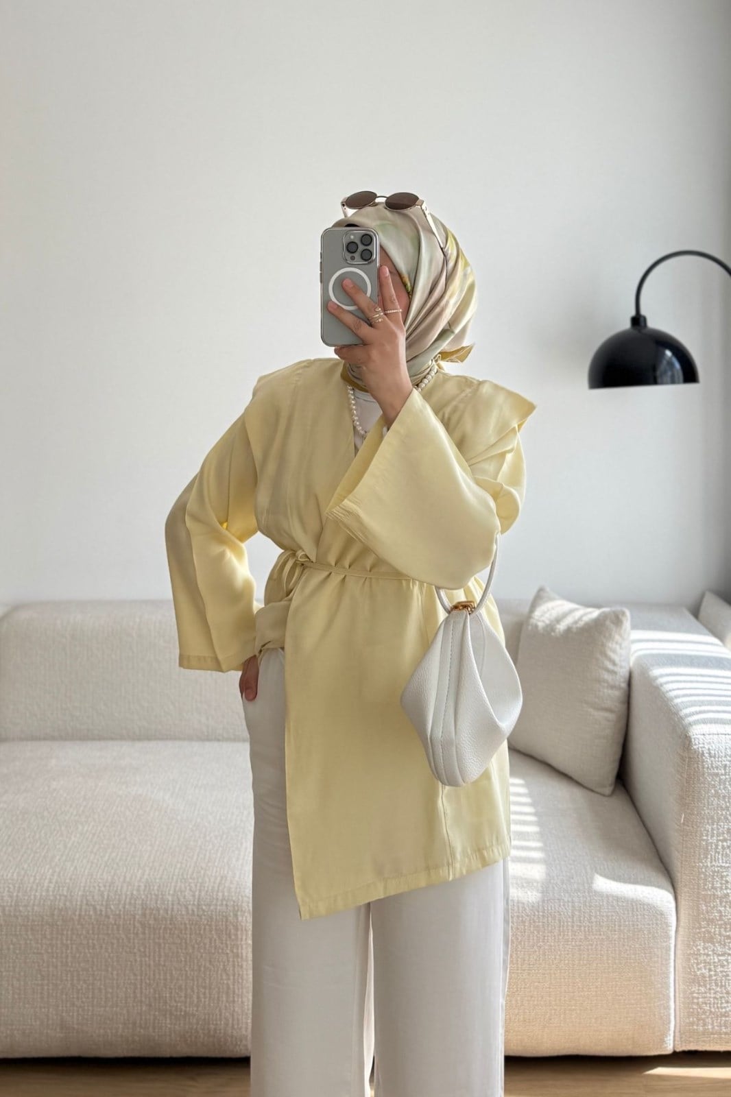 SARI VERY BAĞCIKLI KİMONO