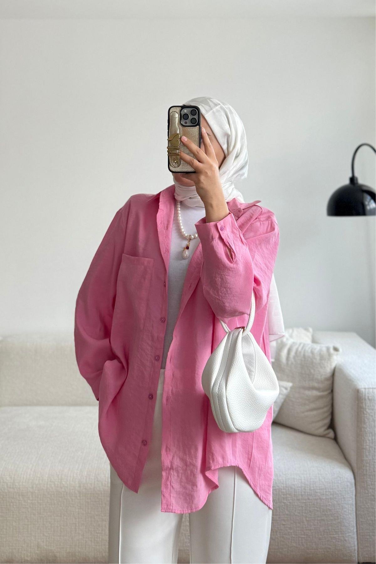 SOFT PEMBE BASİC GÖMLEK