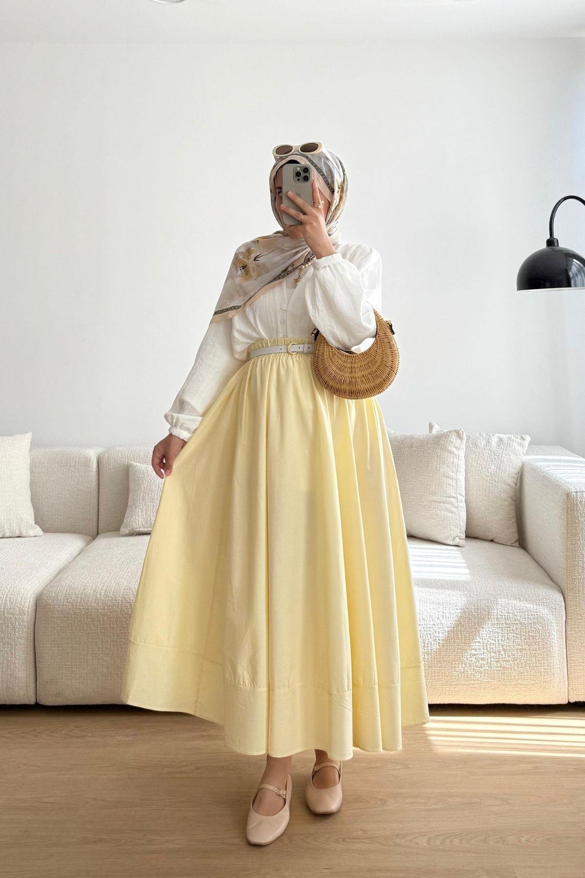 SOFT SARI  POPLİN ETEK