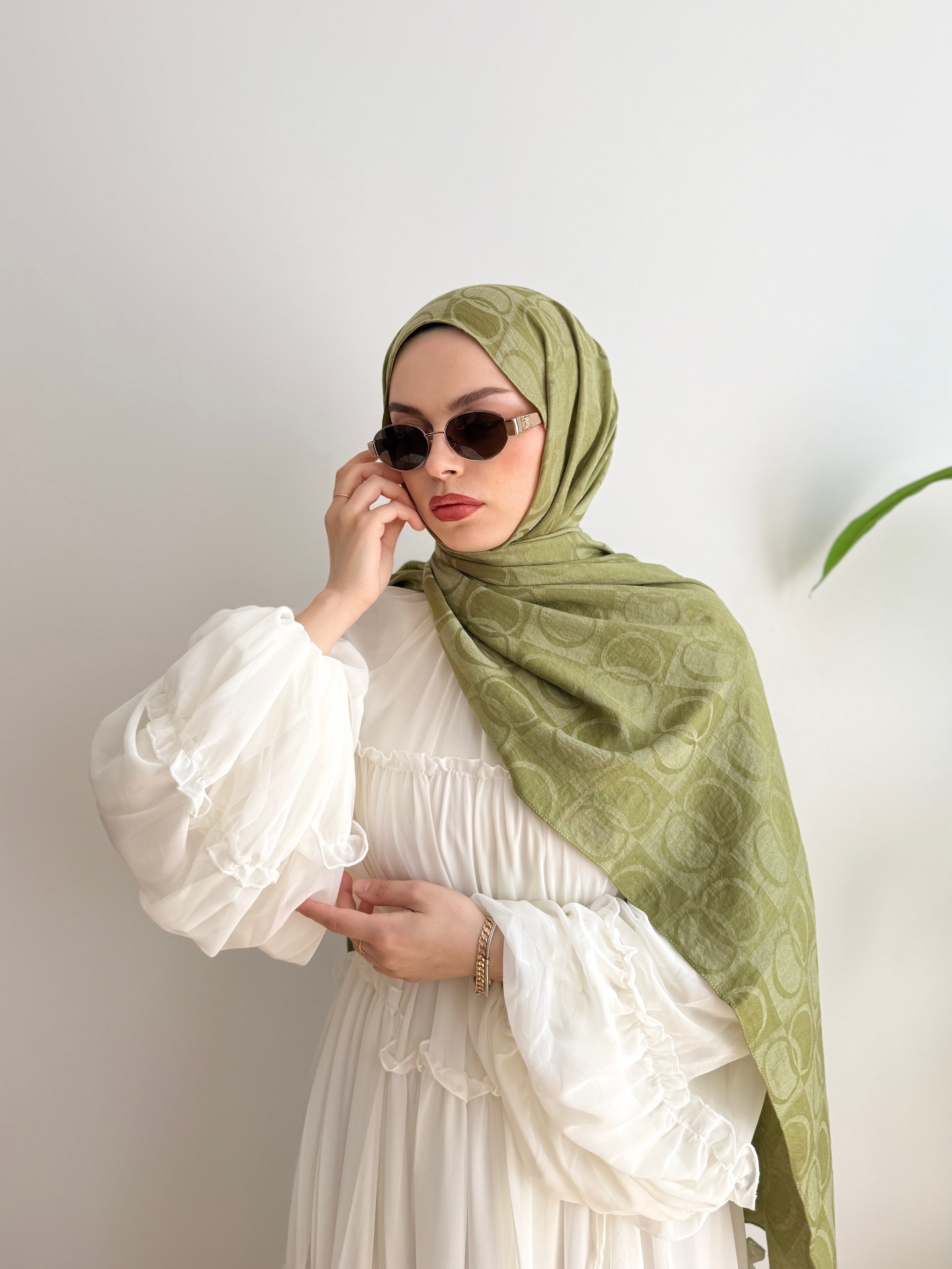 SOFT YEŞİL  HALKA DESEN PREMİUM ŞAL