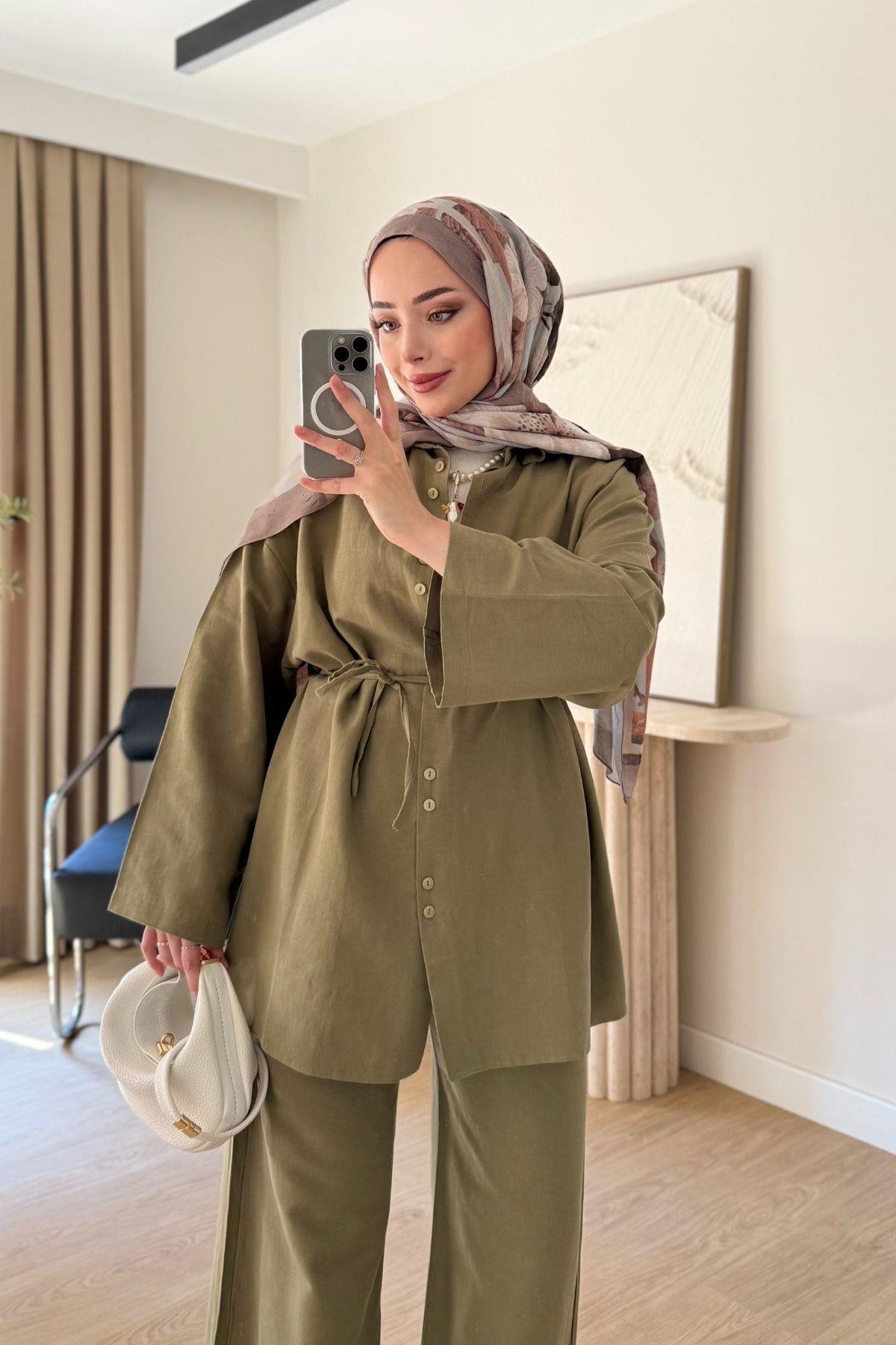 SOFT YEŞİL KETEN BASİC TAKIM